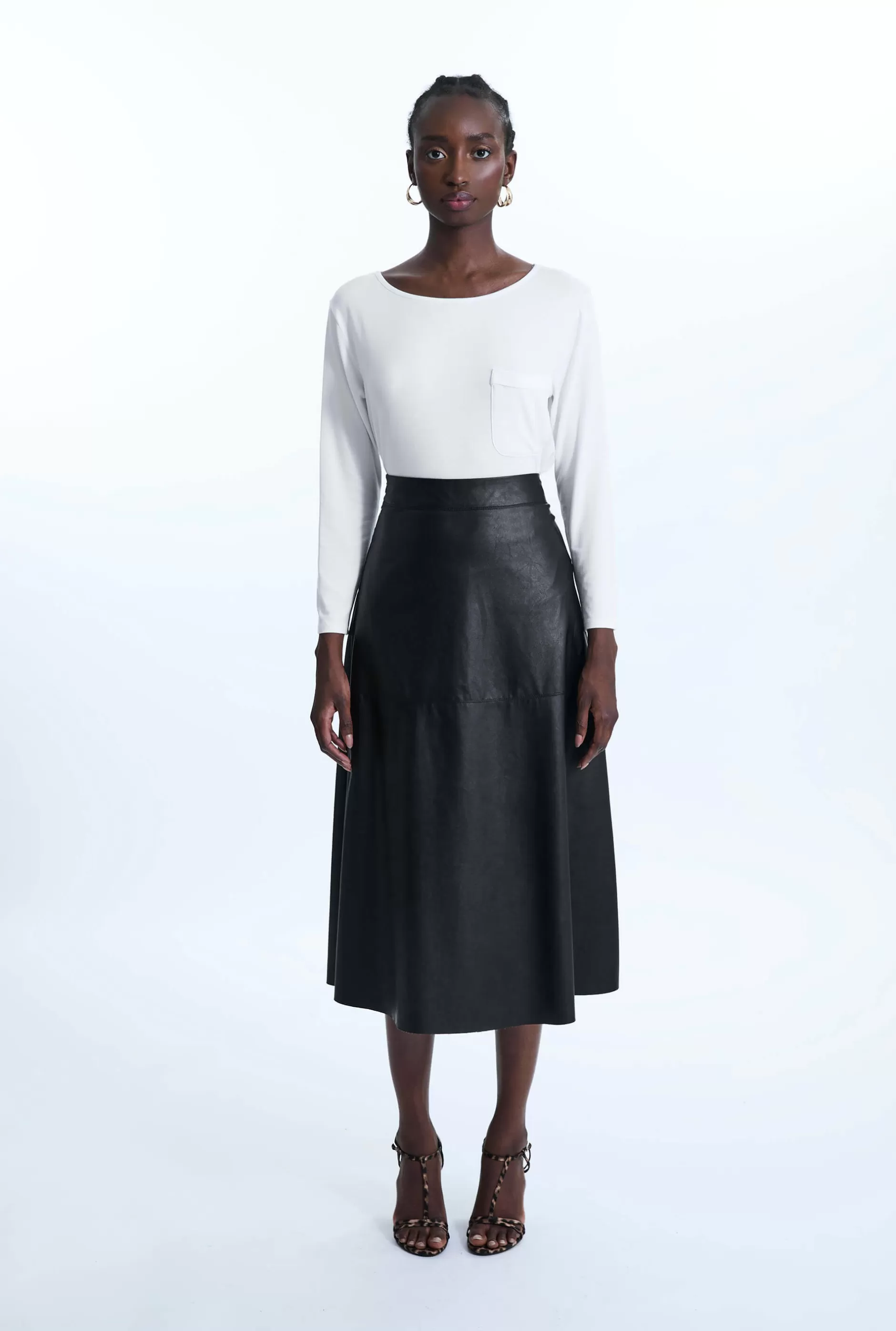 A Line Faux Leather Skirt^James Lakeland Store