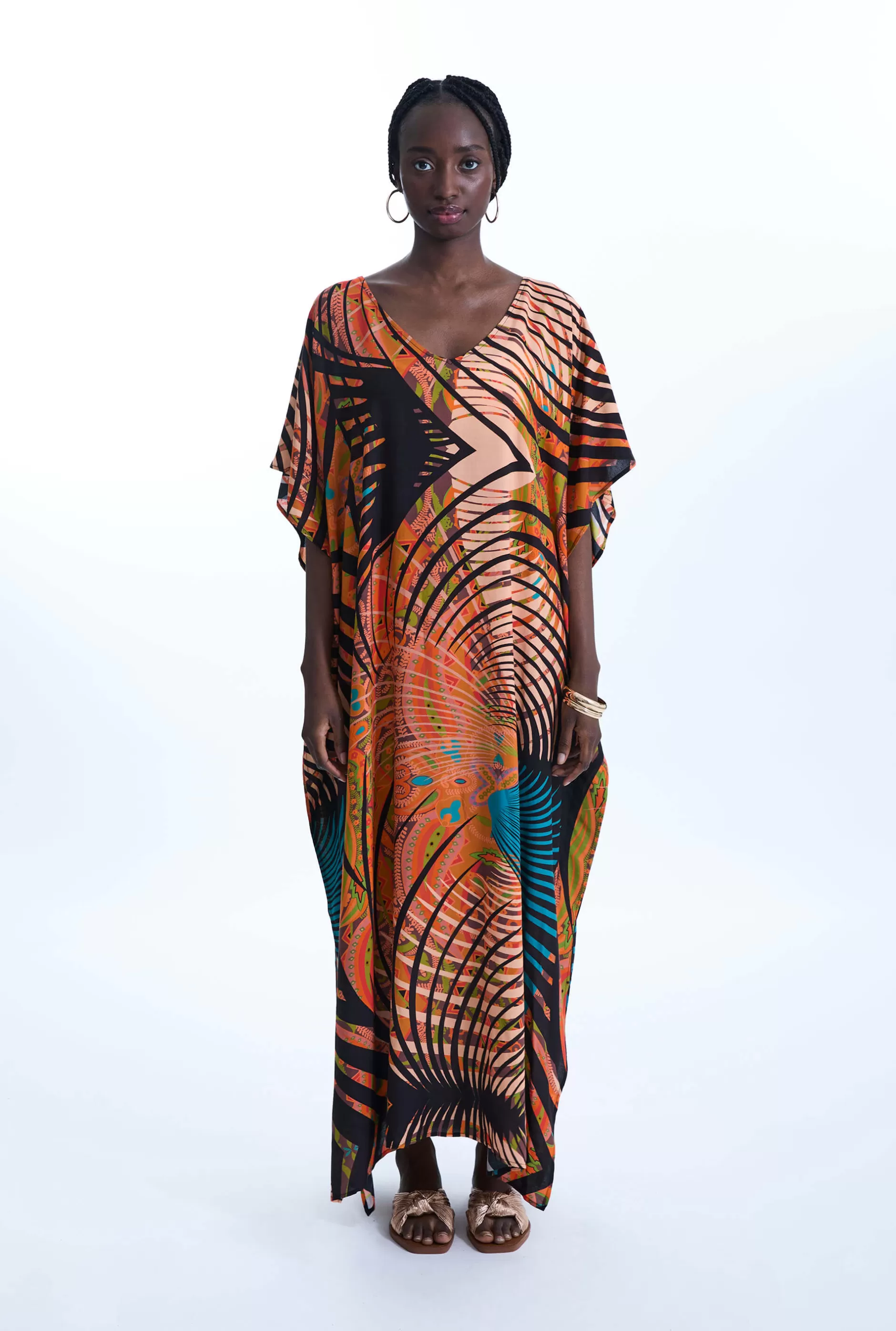 Abstract Print Maxi Kaftan^James Lakeland Best Sale