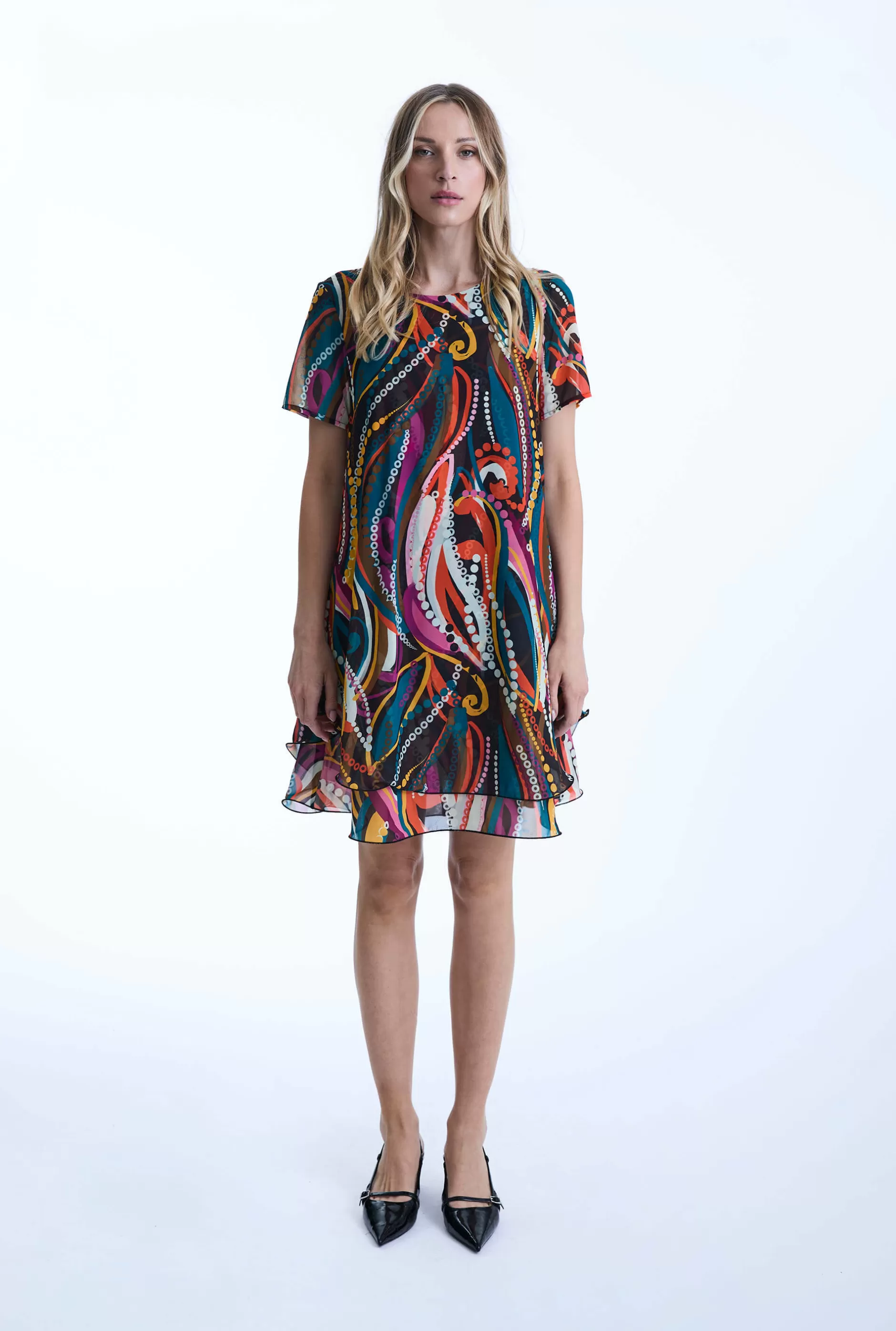 Abstract Print Wave Hem Dress^James Lakeland Clearance