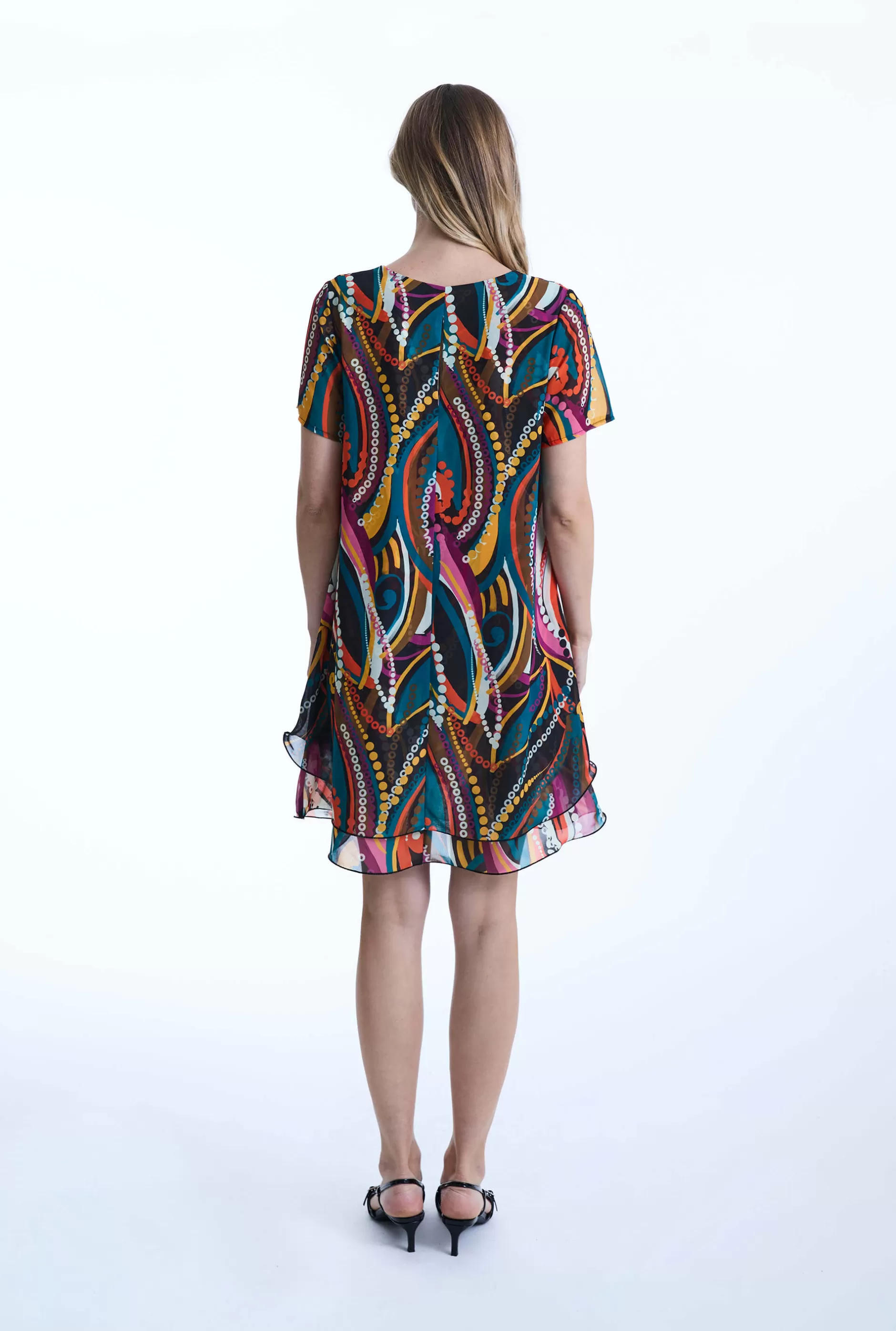 Abstract Print Wave Hem Dress^James Lakeland Clearance