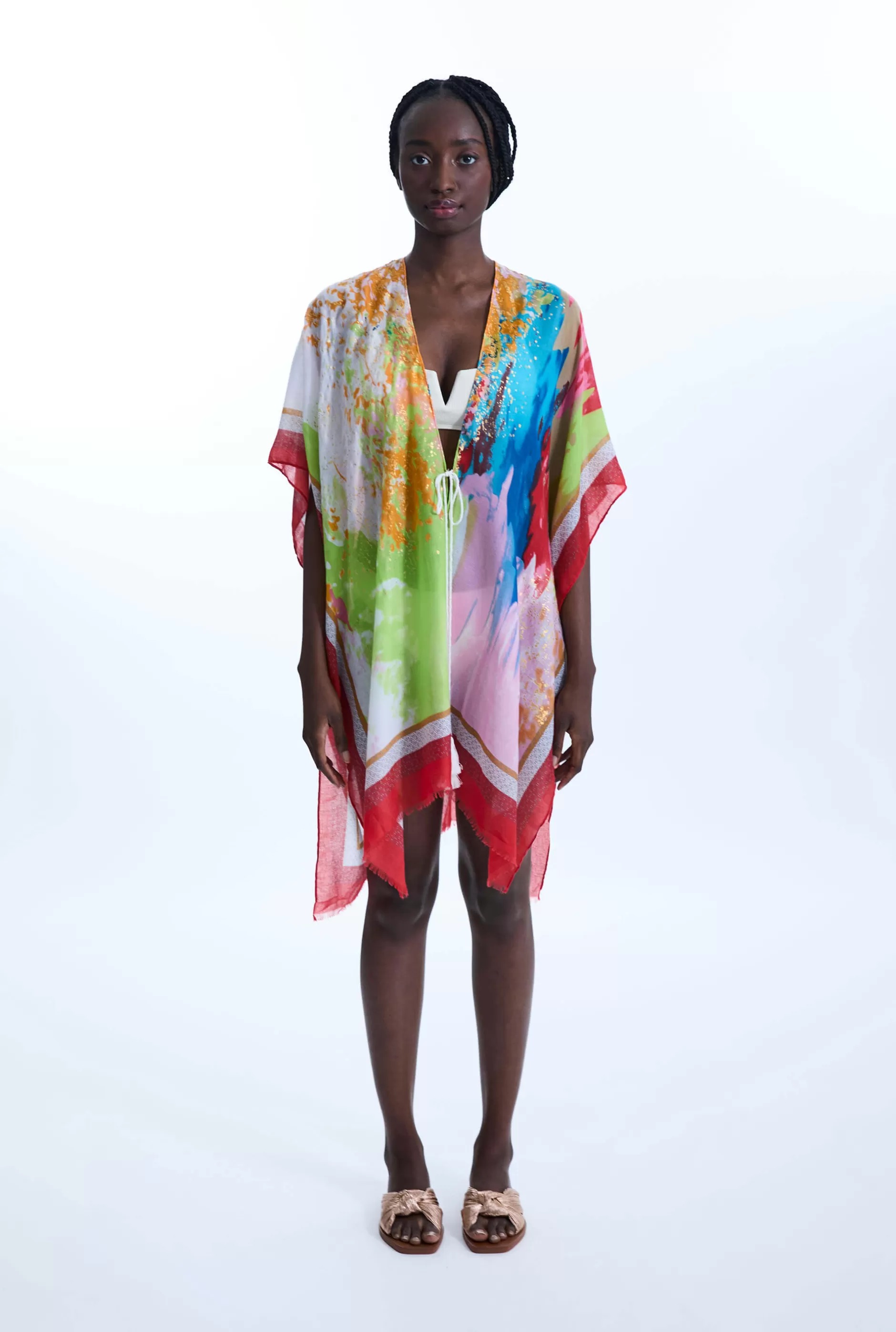 Aquarelle Gold Detail Kaftan Blue^James Lakeland Outlet
