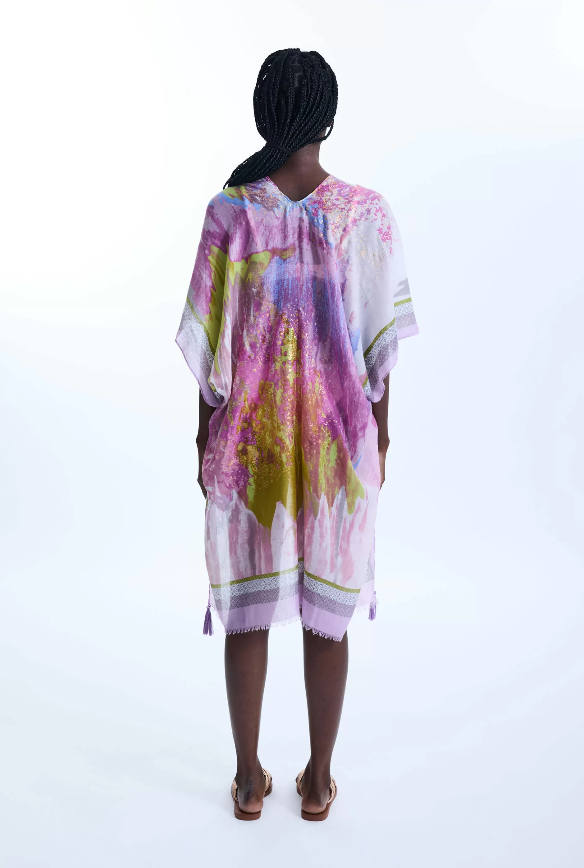 Aquarelle Gold Detail Kaftan Pink^James Lakeland Discount