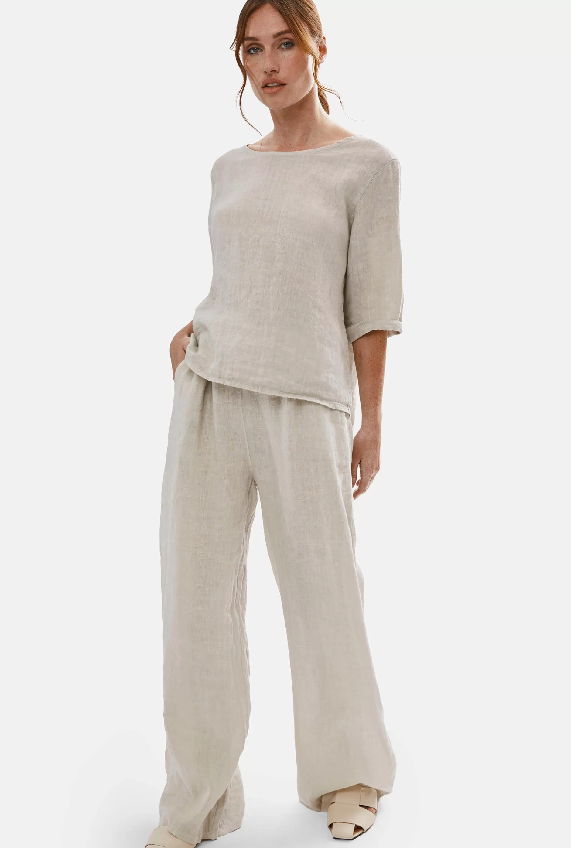 Back Buttoned Linen Top^James Lakeland Store