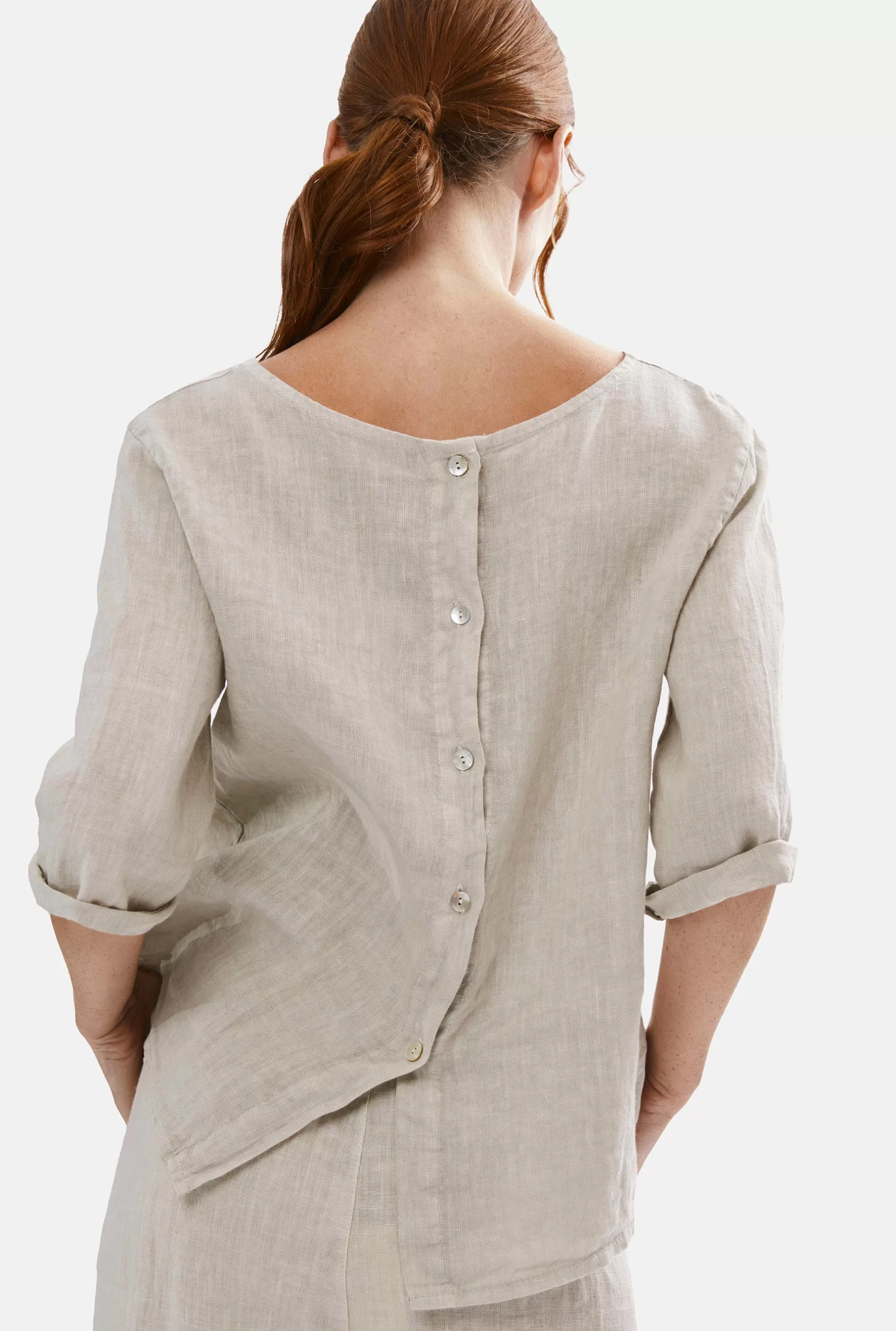 Back Buttoned Linen Top^James Lakeland Store