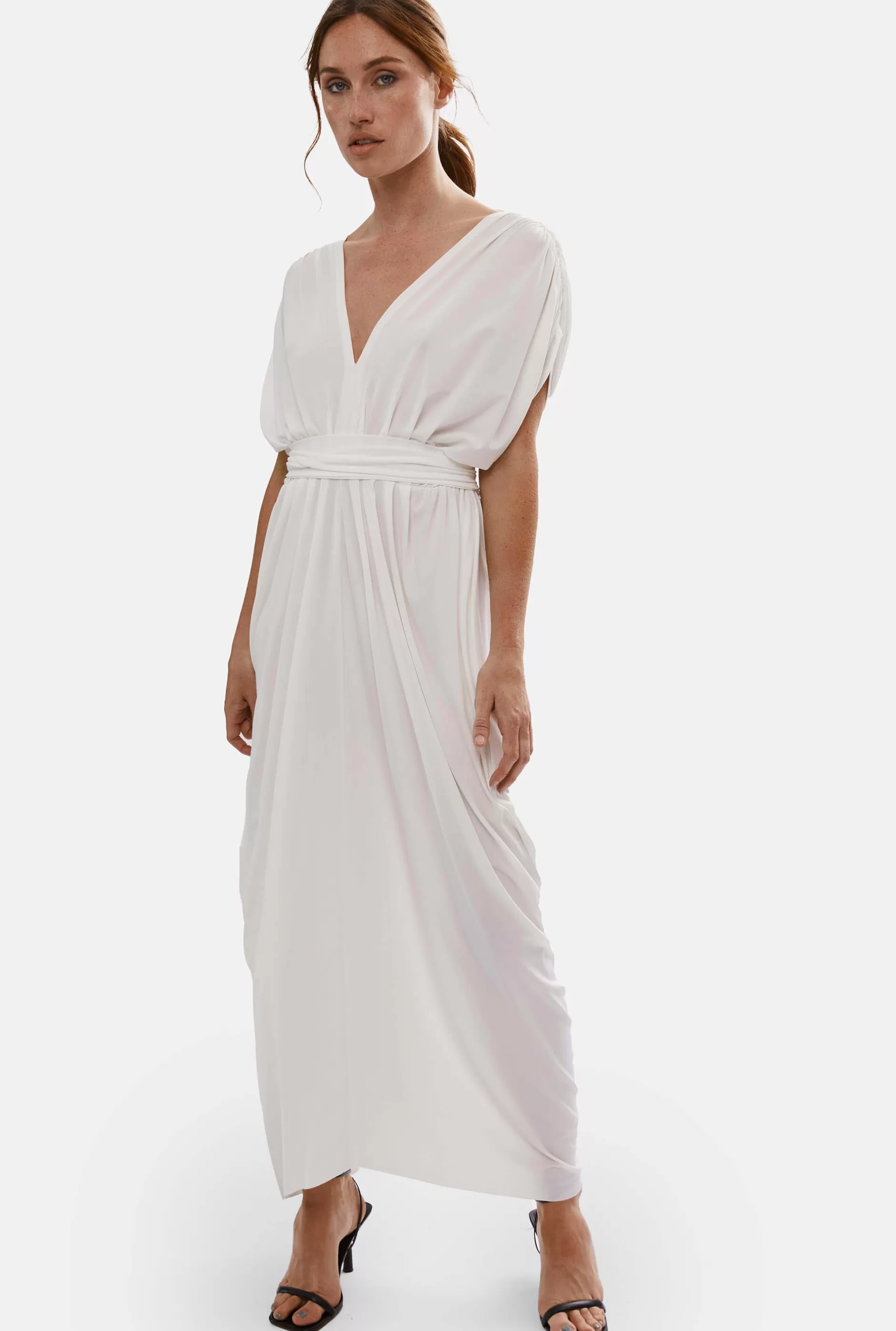 Batwing Pleated Maxi Dress Cream^James Lakeland Fashion