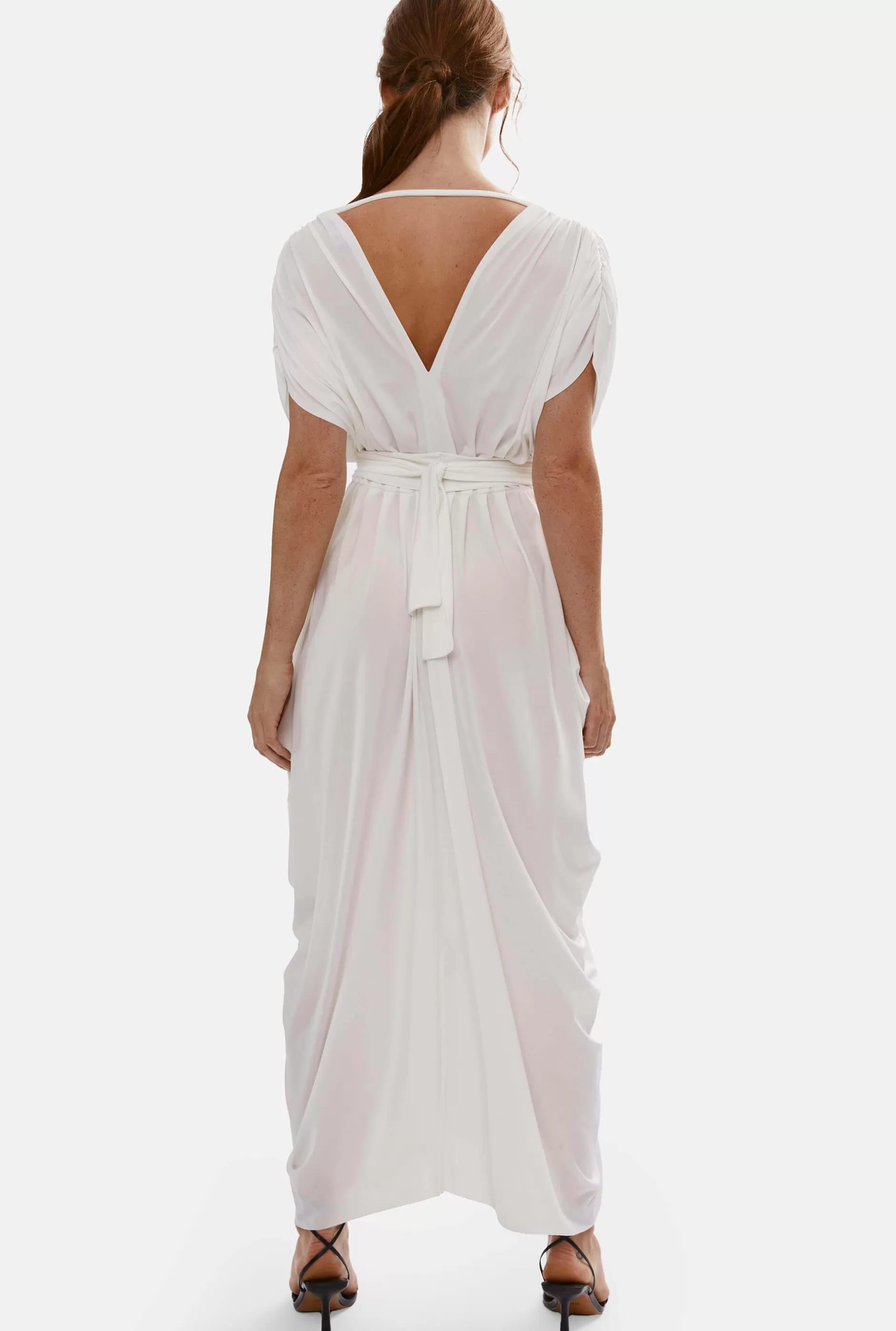 Batwing Pleated Maxi Dress Cream^James Lakeland Fashion