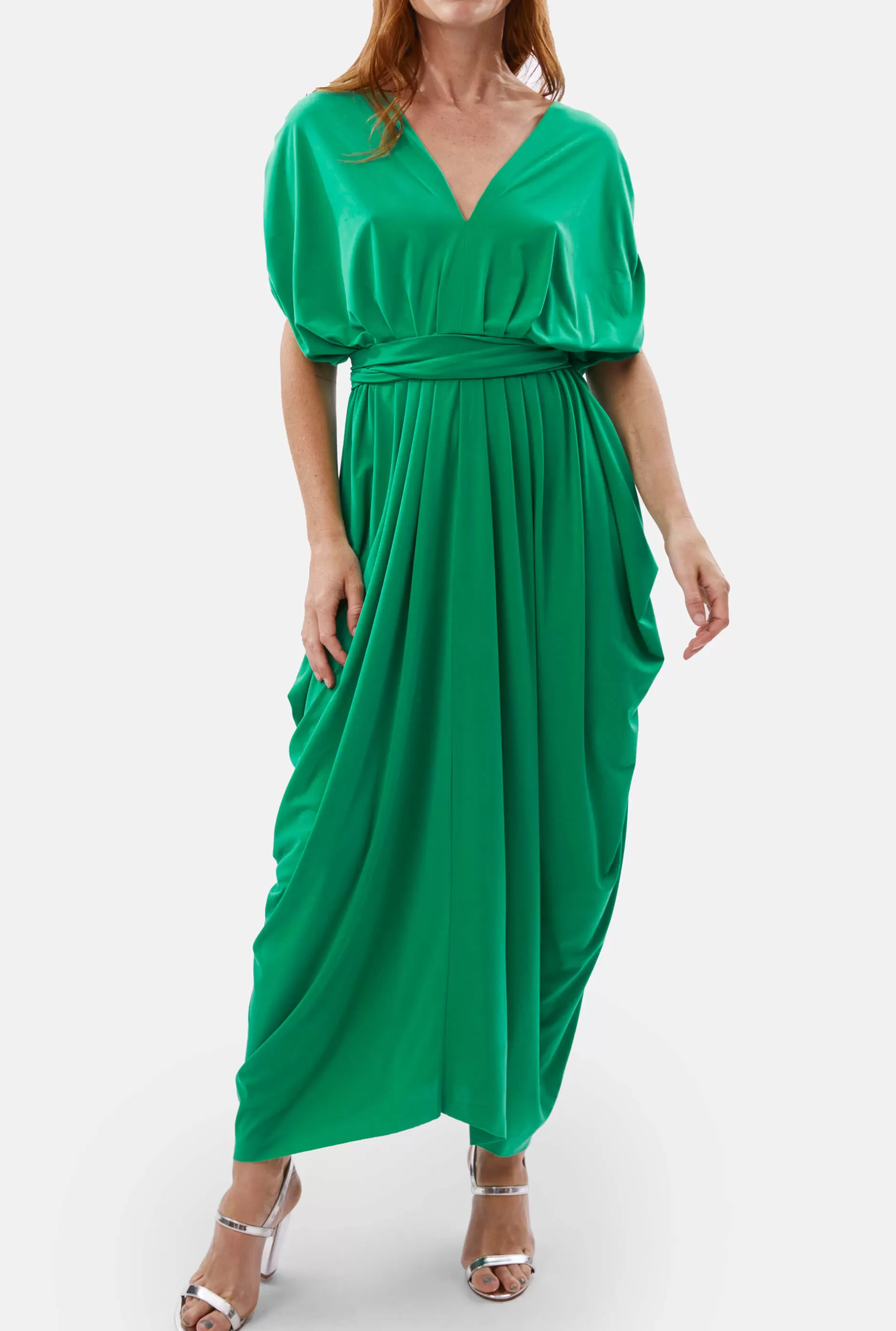 Batwing Pleated Maxi Dress Green^James Lakeland Cheap