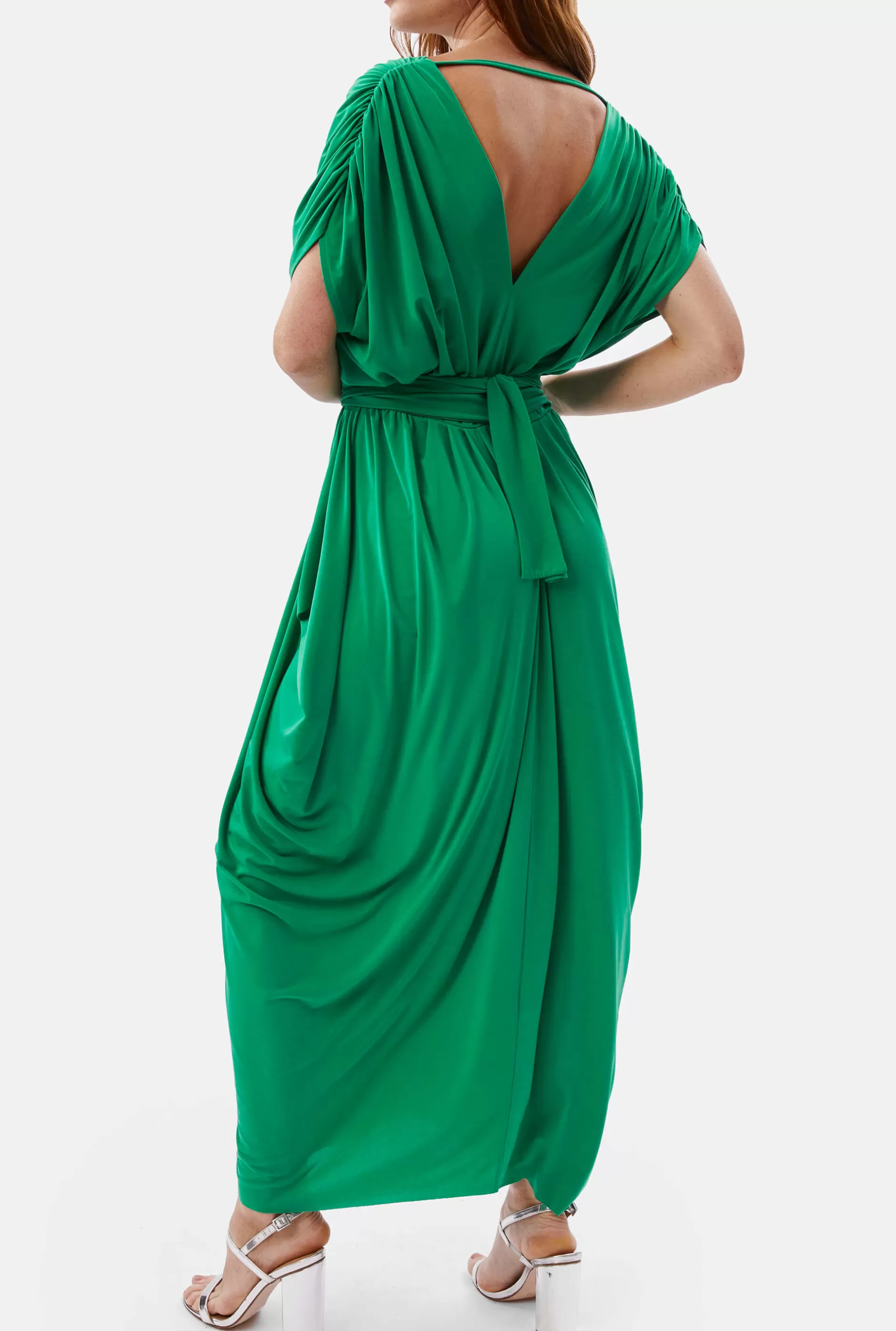 Batwing Pleated Maxi Dress Green^James Lakeland Cheap