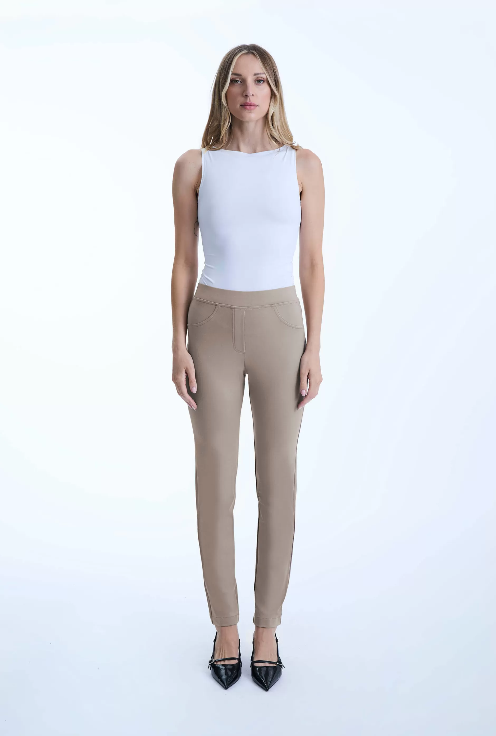 Beige Cigarette Trousers^James Lakeland Store