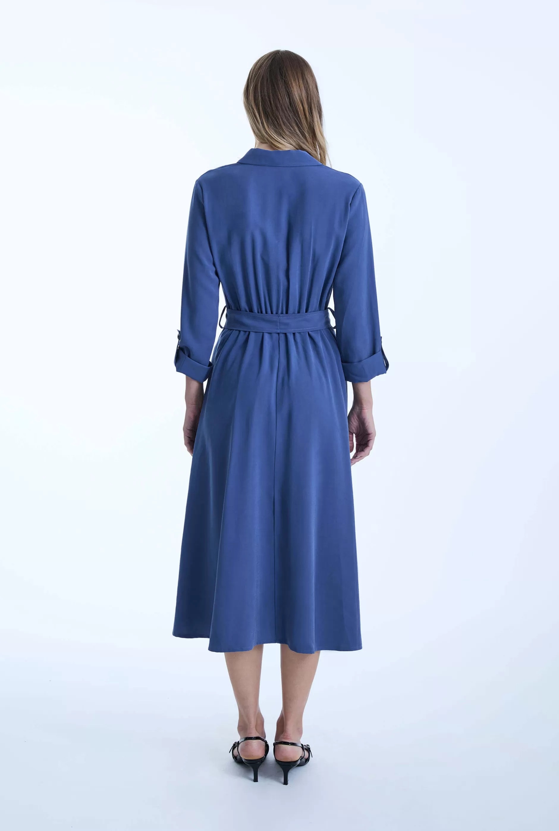 Belted Denim Suit Midi Dress^James Lakeland Fashion