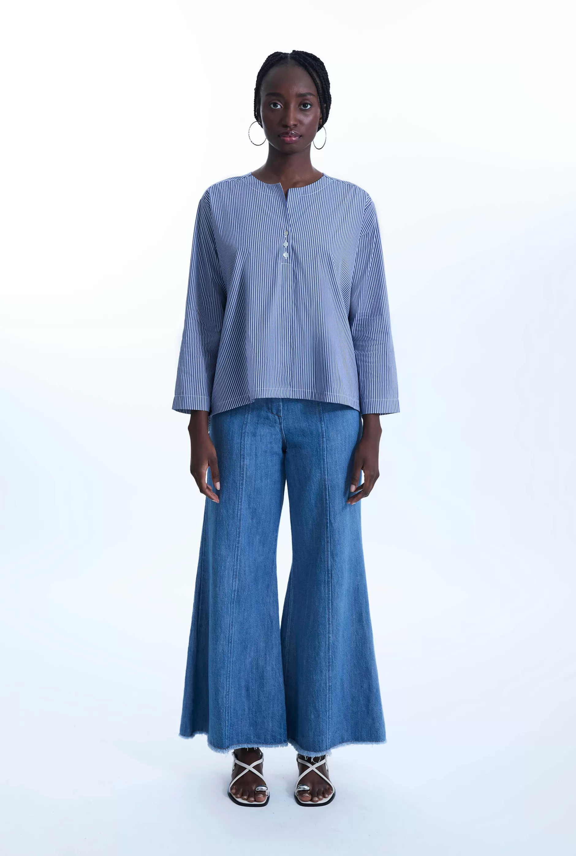 Bi-material Stripped Tunic Top^James Lakeland Online
