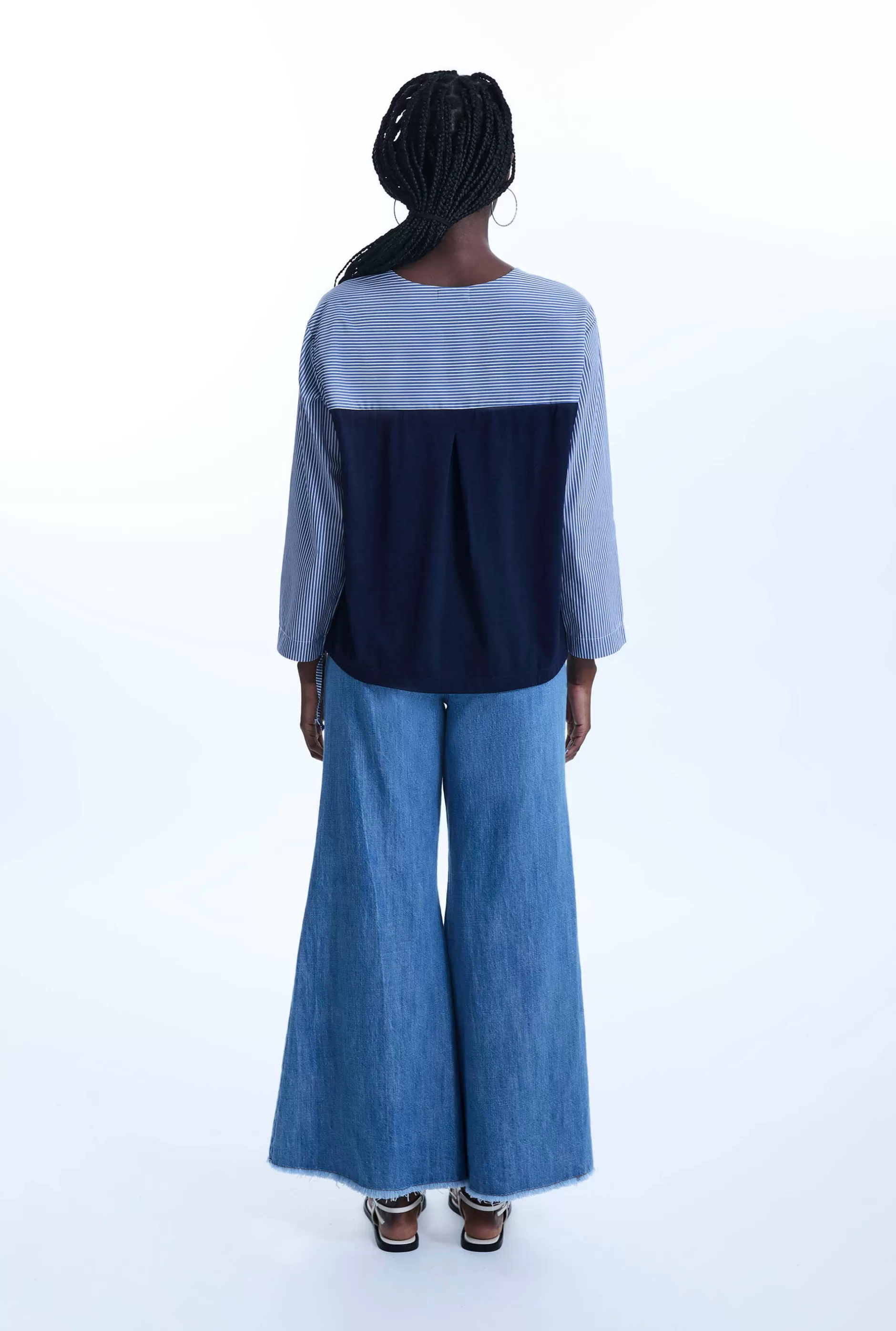 Bi-material Stripped Tunic Top^James Lakeland Online