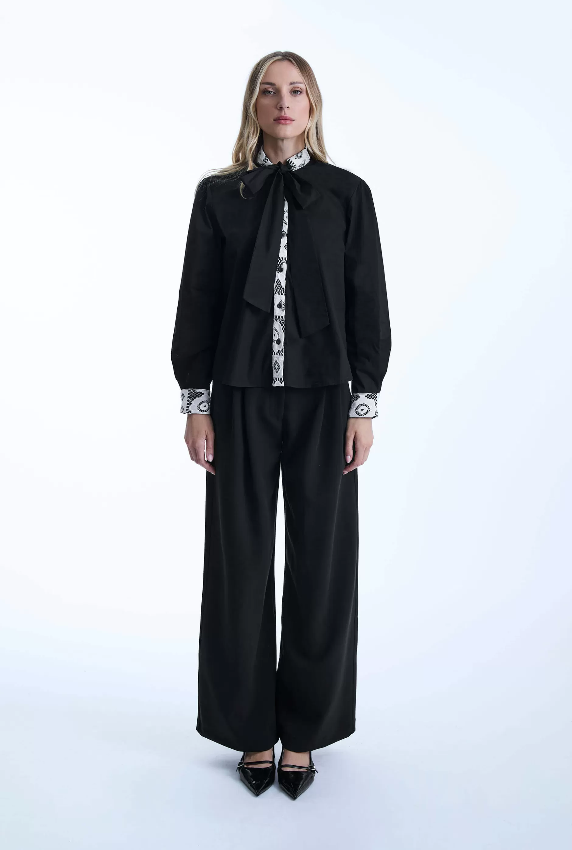 Black Crochet Tie Shirt^James Lakeland Store