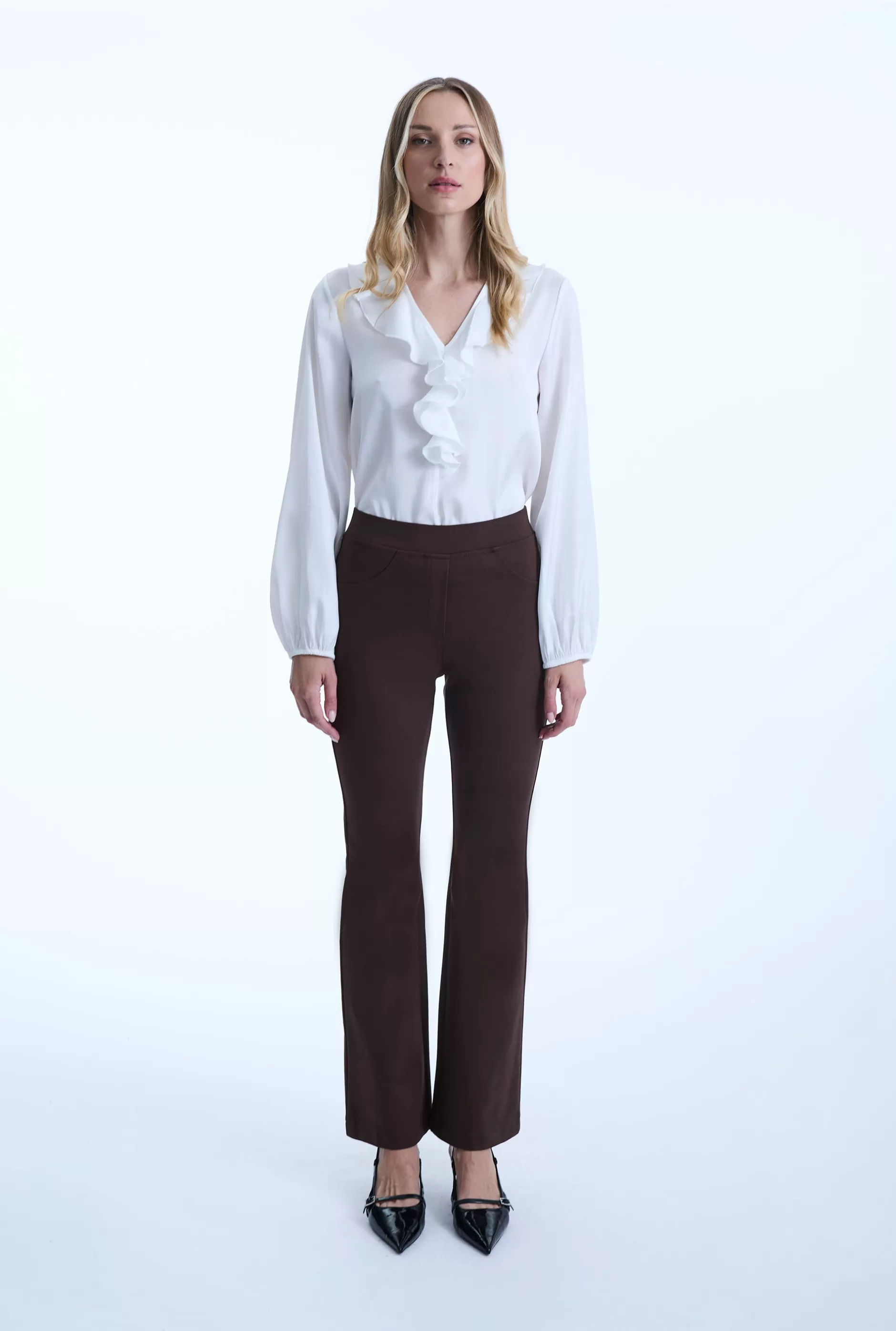 Boot Leg Brown Trousers^James Lakeland Clearance