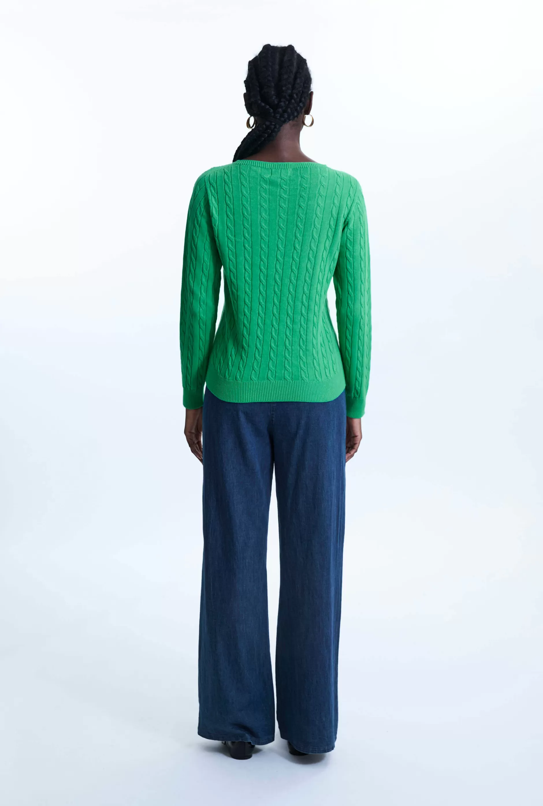 Cable Knit Jumper Green^James Lakeland Outlet