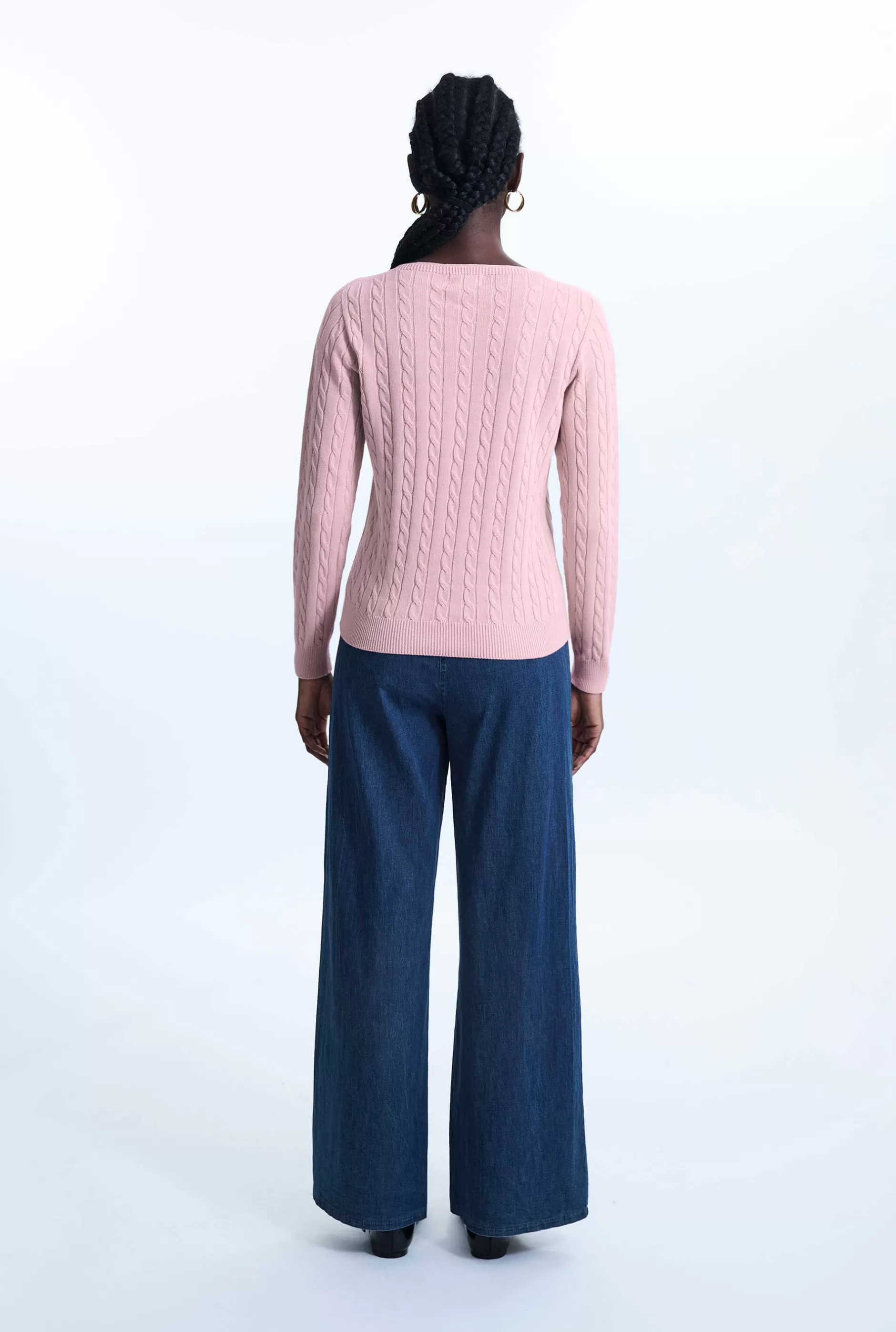 Cable Knit Jumper Pale Pink^James Lakeland Sale