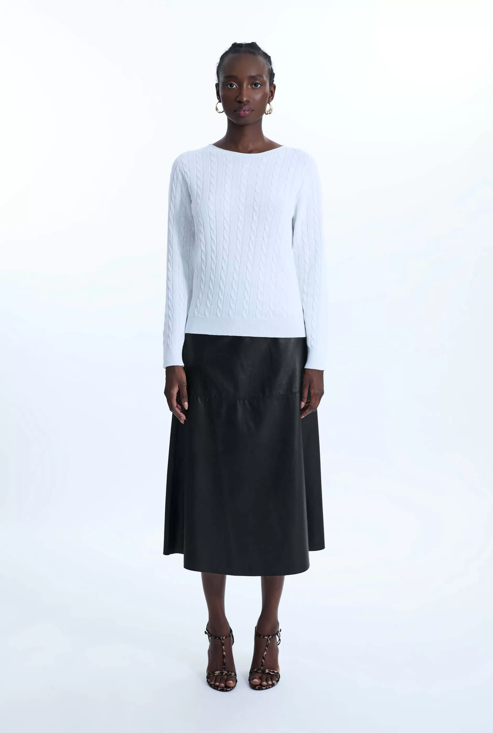 Cable Knit Jumper White^James Lakeland Hot