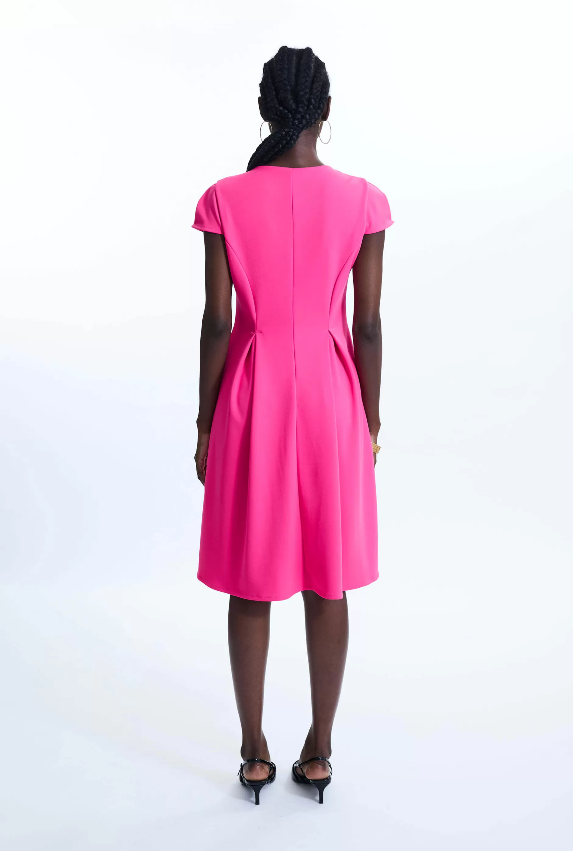 Cap Sleeve Button Midi Dress Fuchsia^James Lakeland Outlet