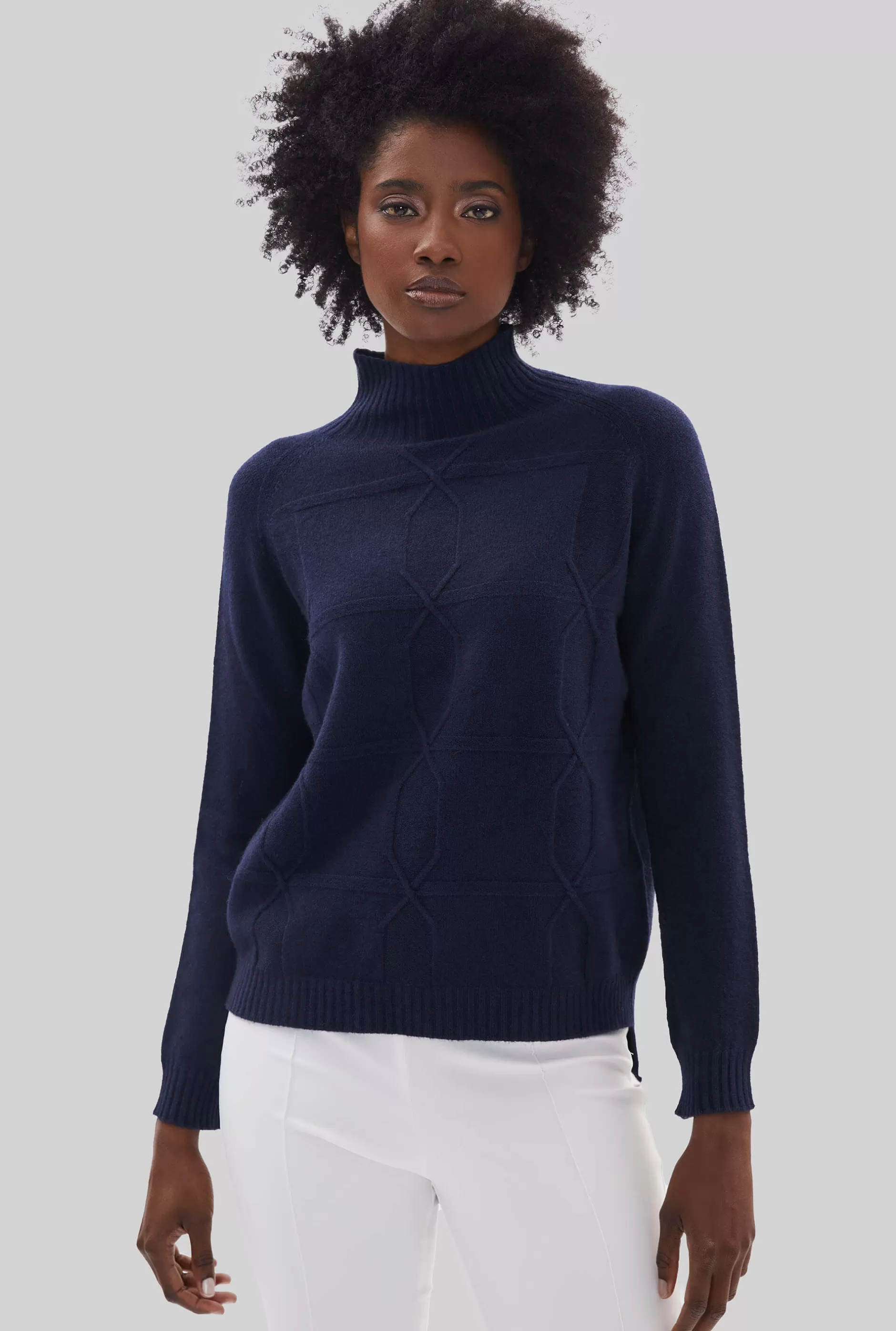 Cross Diamond Knit Navy^James Lakeland Fashion