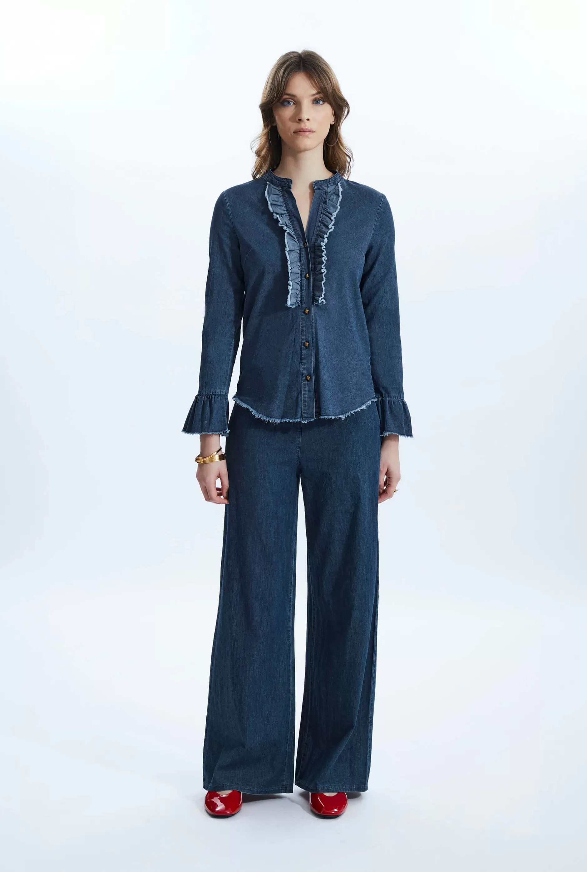 Denim Ruched Shirt^James Lakeland Hot