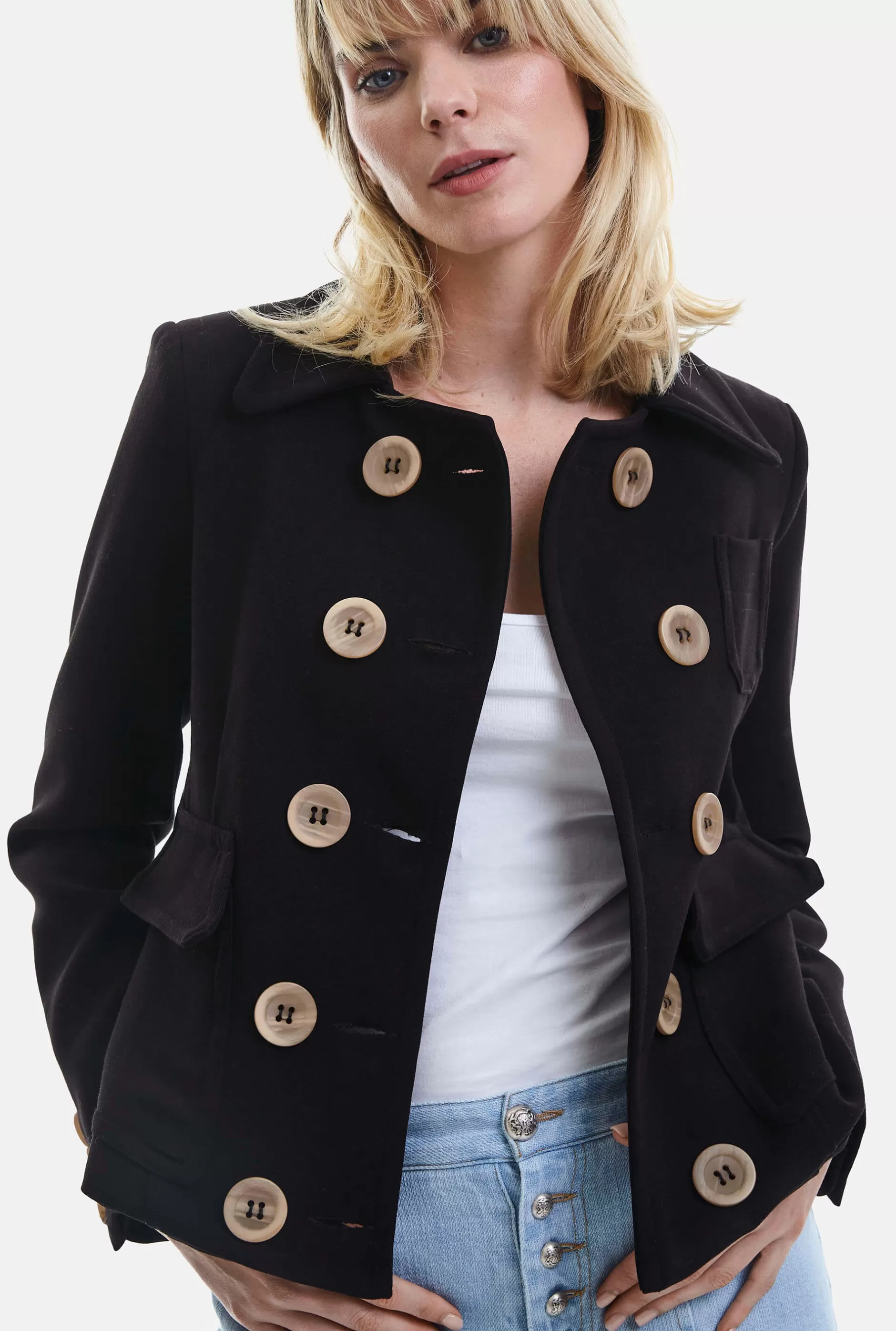 Double Breasted Jacket With Horn Buttons^James Lakeland Cheap