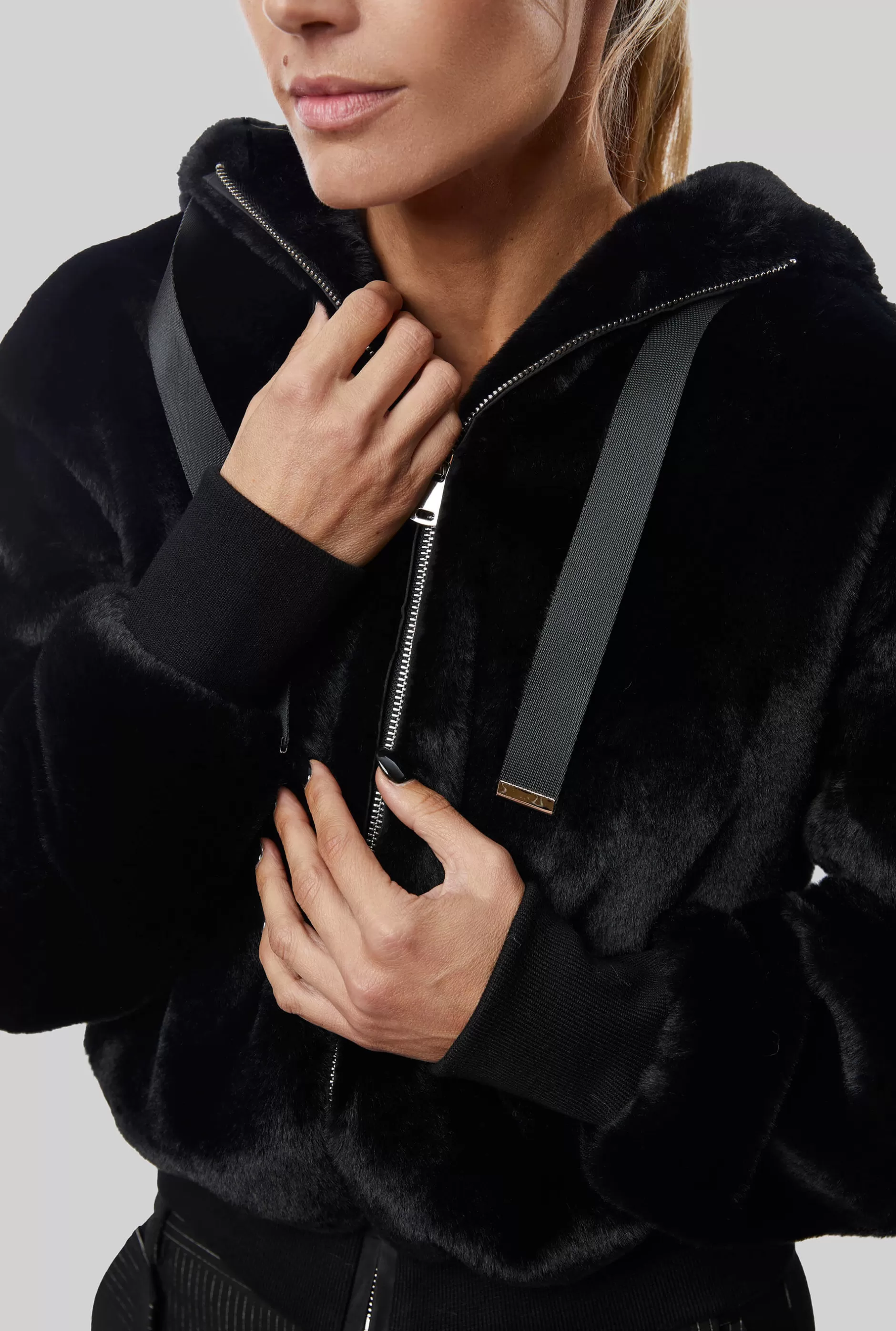 Faux Fur Hooded Jacket Black^James Lakeland Best