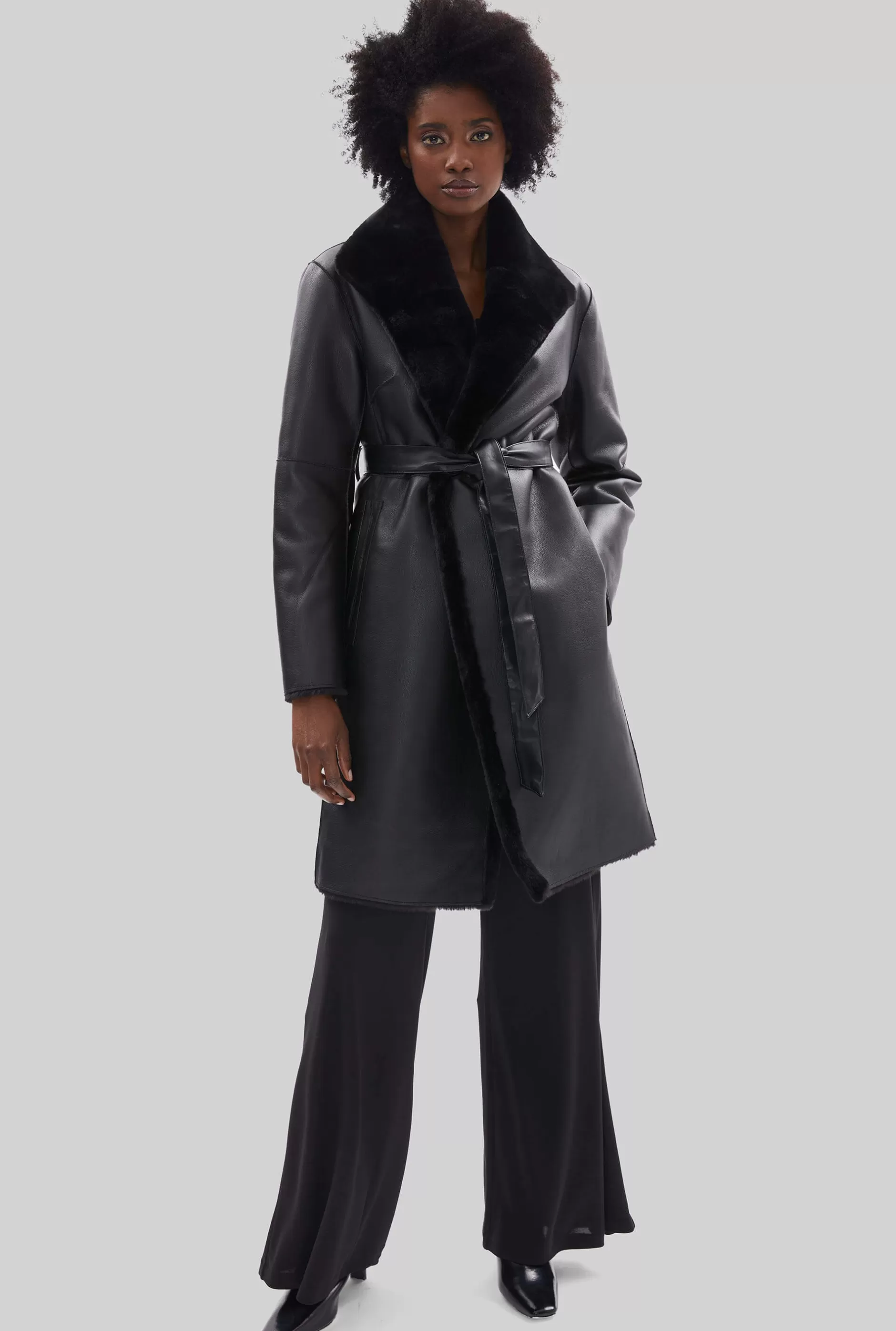 Faux Fur Wrap Reversible Coat Black^James Lakeland Cheap