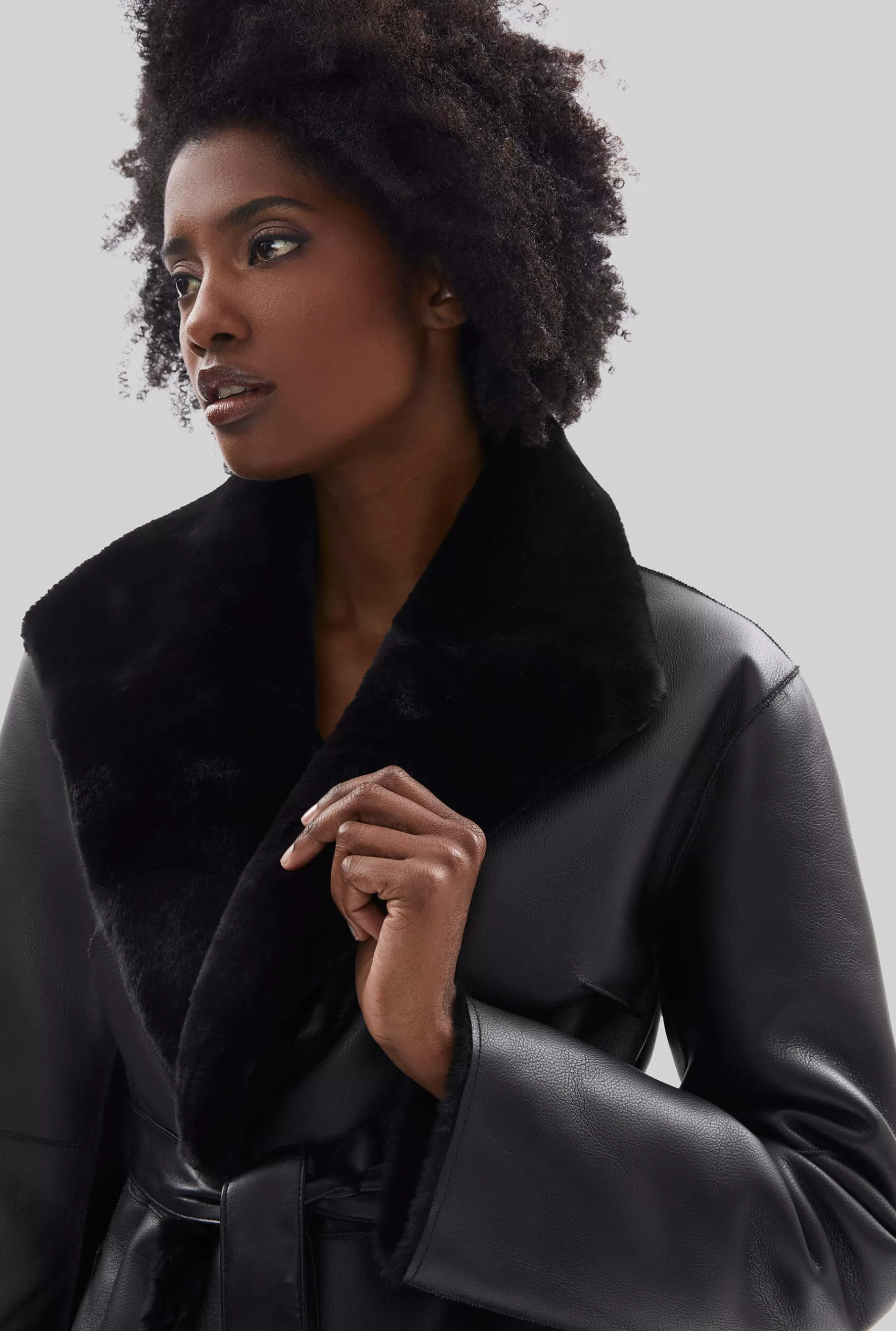 Faux Fur Wrap Reversible Coat Black^James Lakeland Cheap