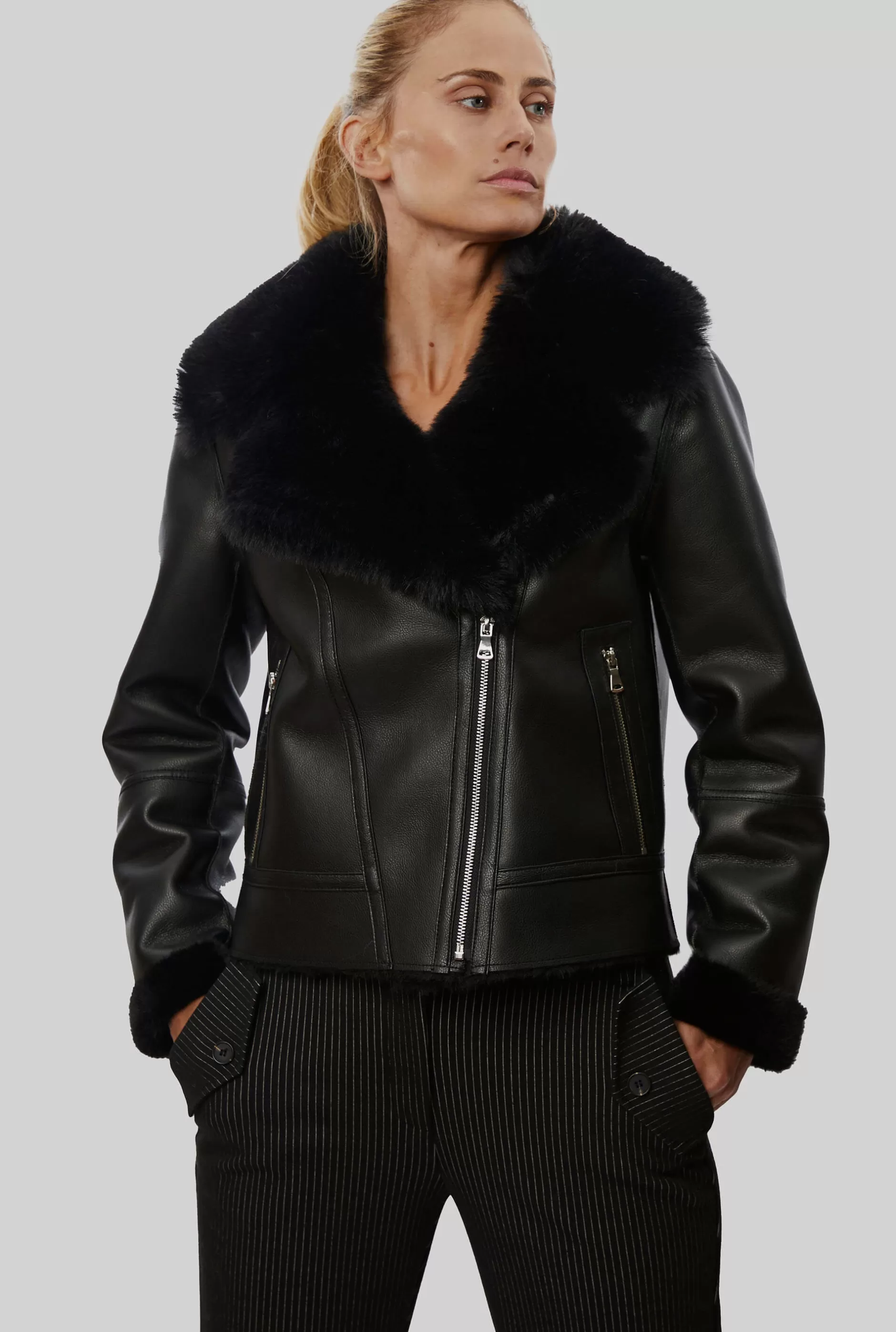 Faux Leather Jacket Black^James Lakeland Cheap