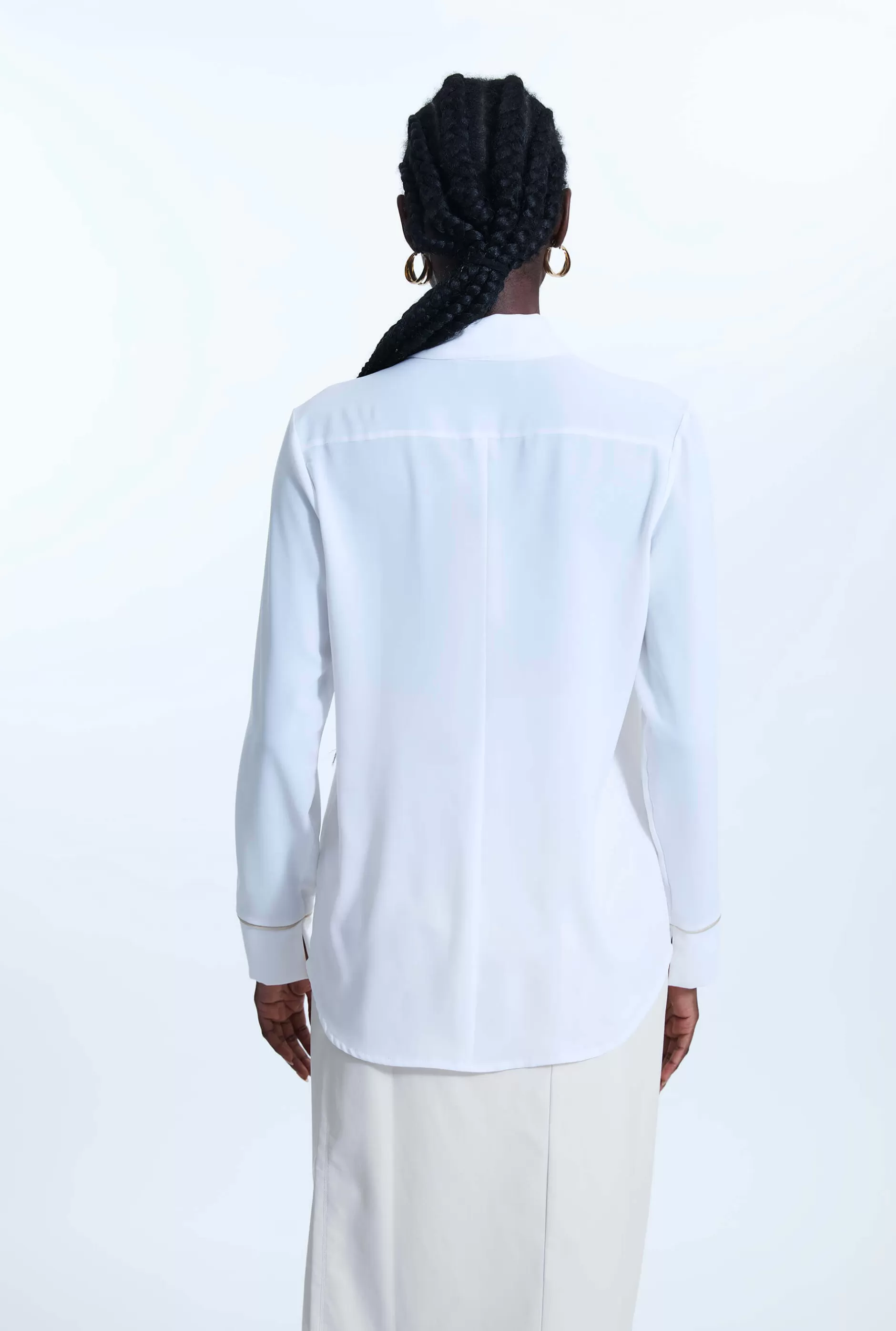 Front Ruffle Button Up Shirt White^James Lakeland Clearance