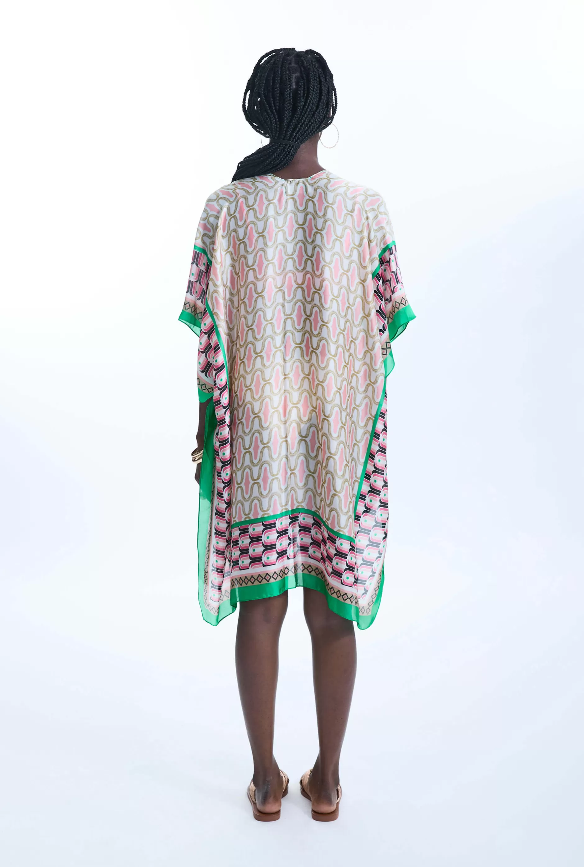 Geometric Print Kaftan Green^James Lakeland Shop
