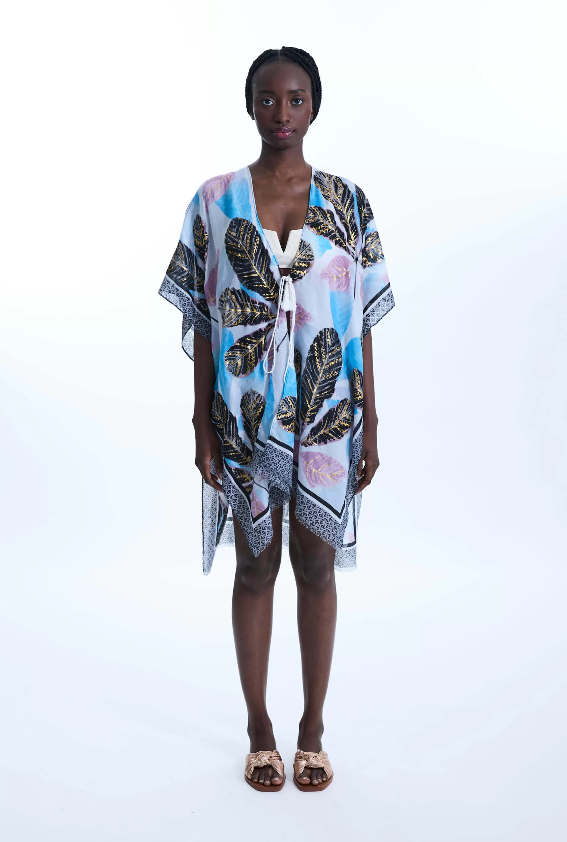 Gold Detail Leaf Kaftan Black^James Lakeland Outlet