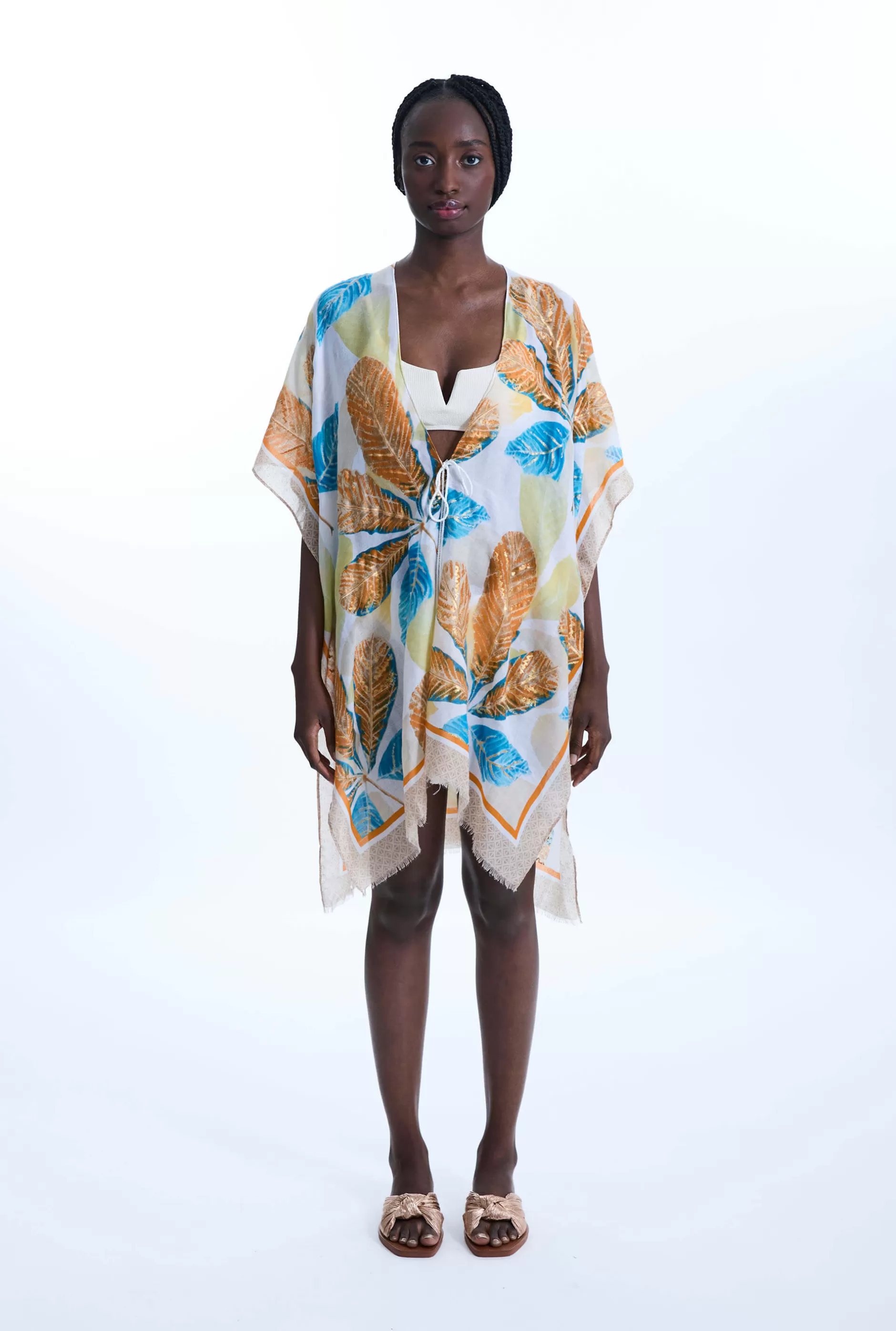 Gold Detail Leaf Kaftan Yellow^James Lakeland Outlet