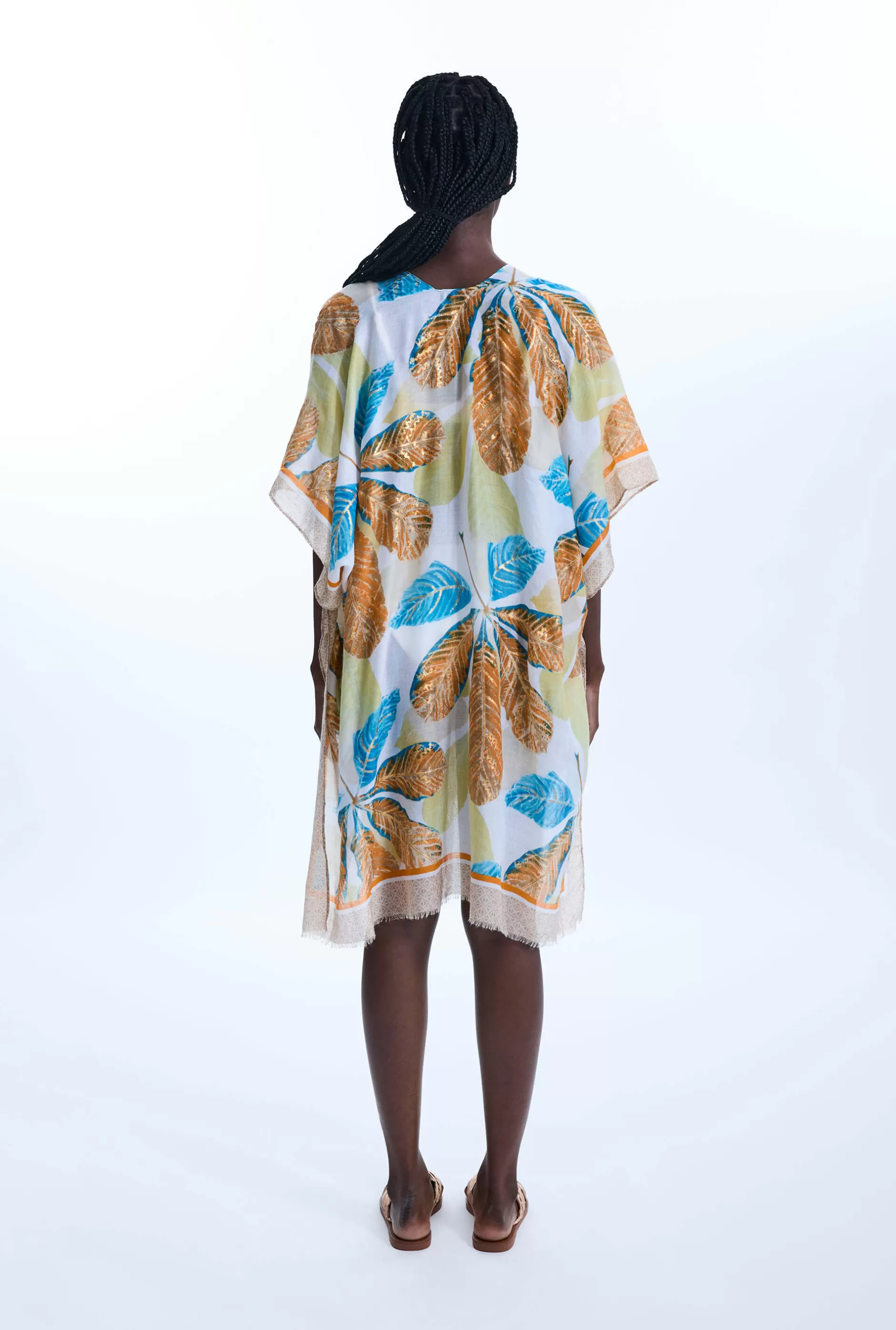 Gold Detail Leaf Kaftan Yellow^James Lakeland Outlet