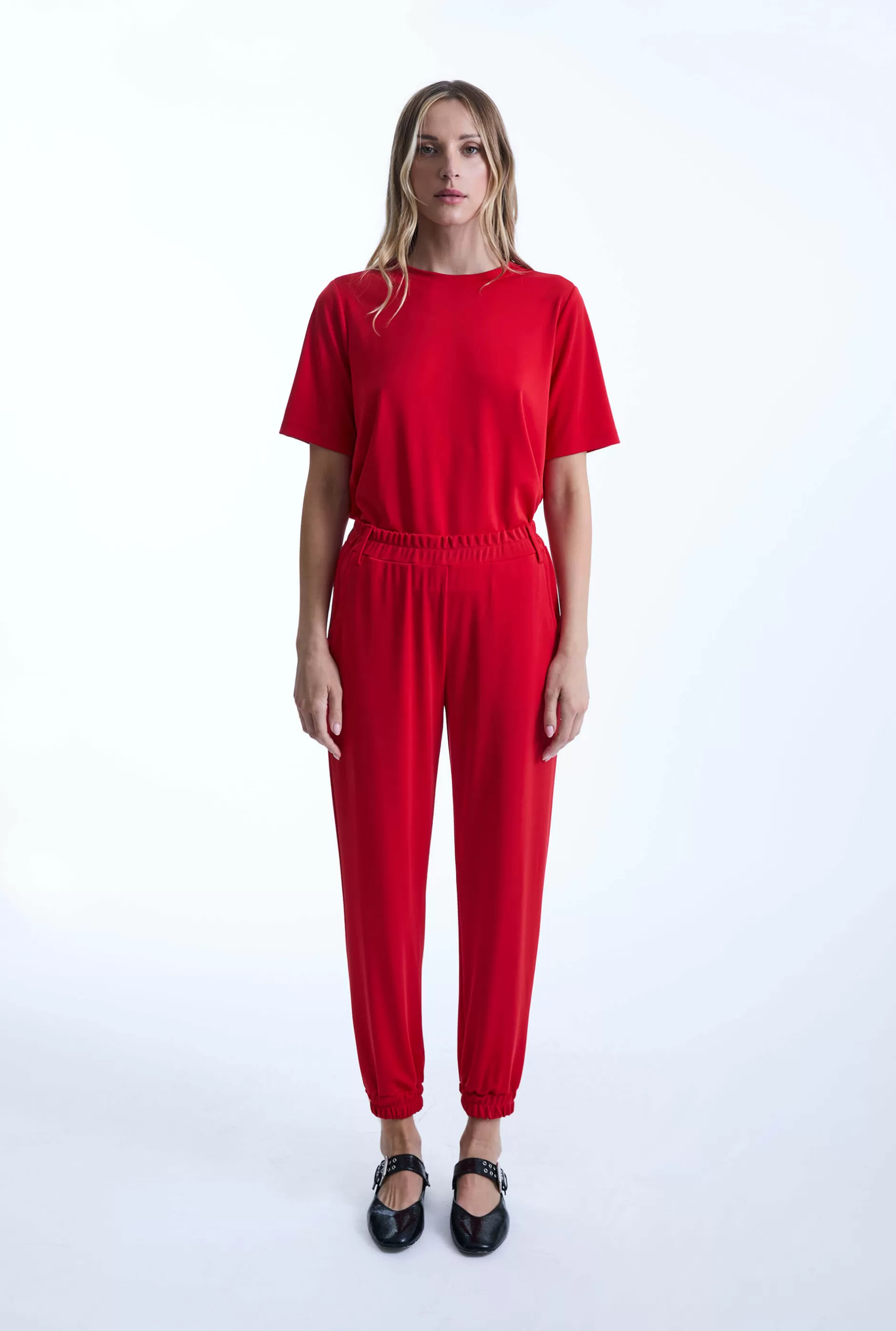 Jersey Red Trousers^James Lakeland Fashion