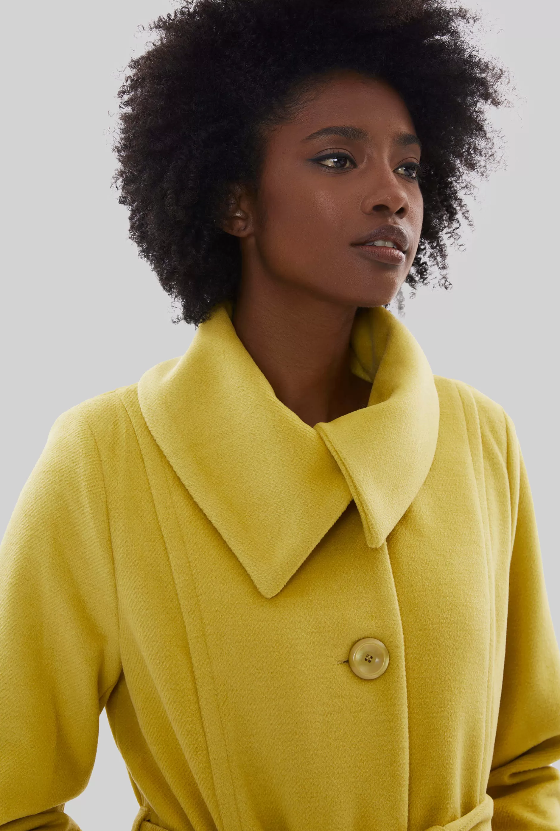 Large Collar Belted Coat Lime^James Lakeland New