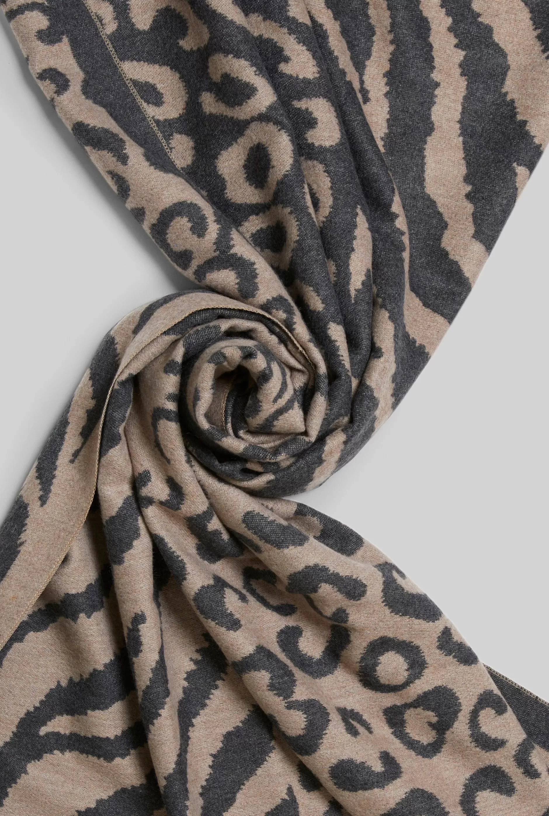 Leopard-Zebra Print Scarf Beige-Brown^James Lakeland New
