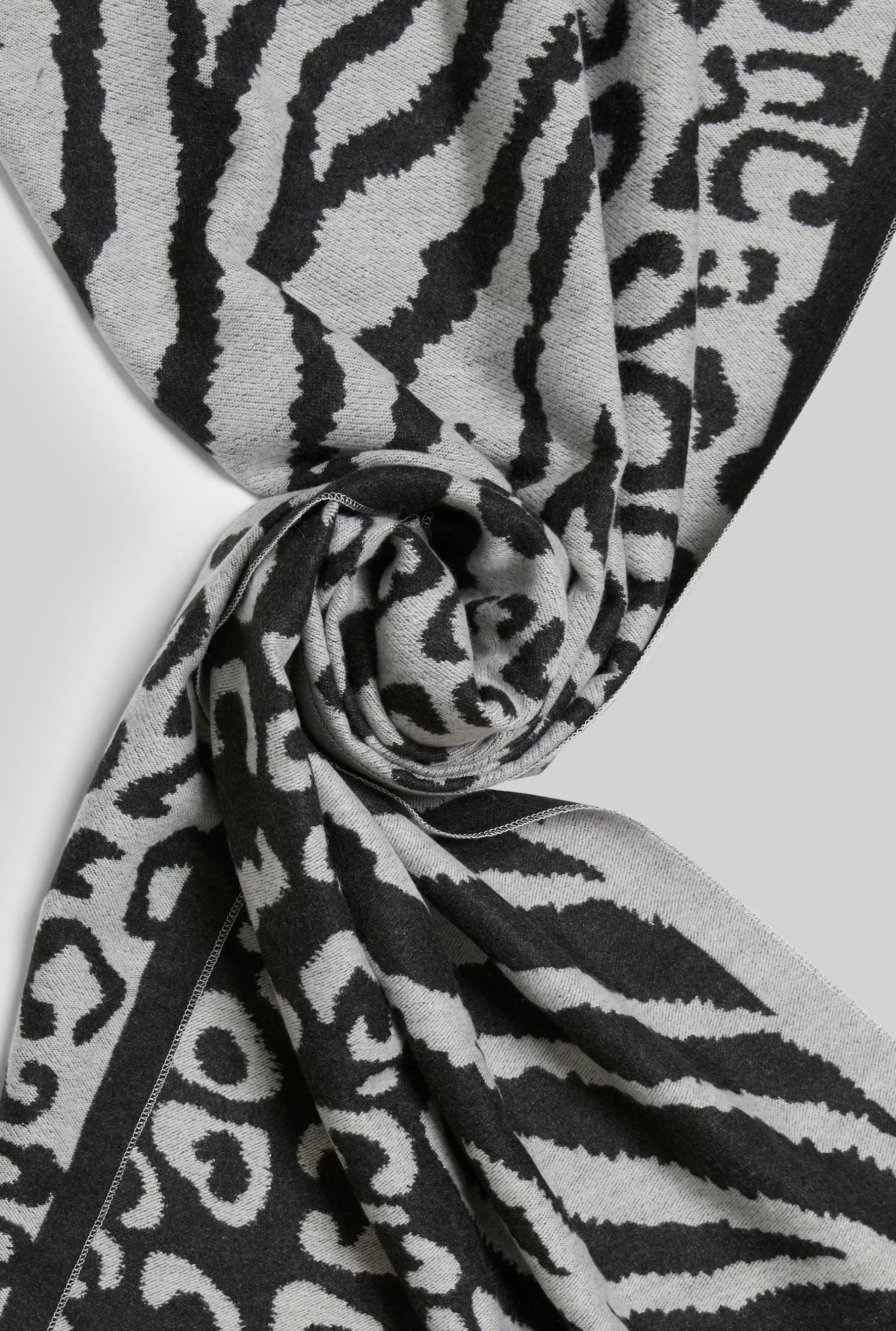 Leopard-Zebra Print Scarf Black-Grey^James Lakeland New