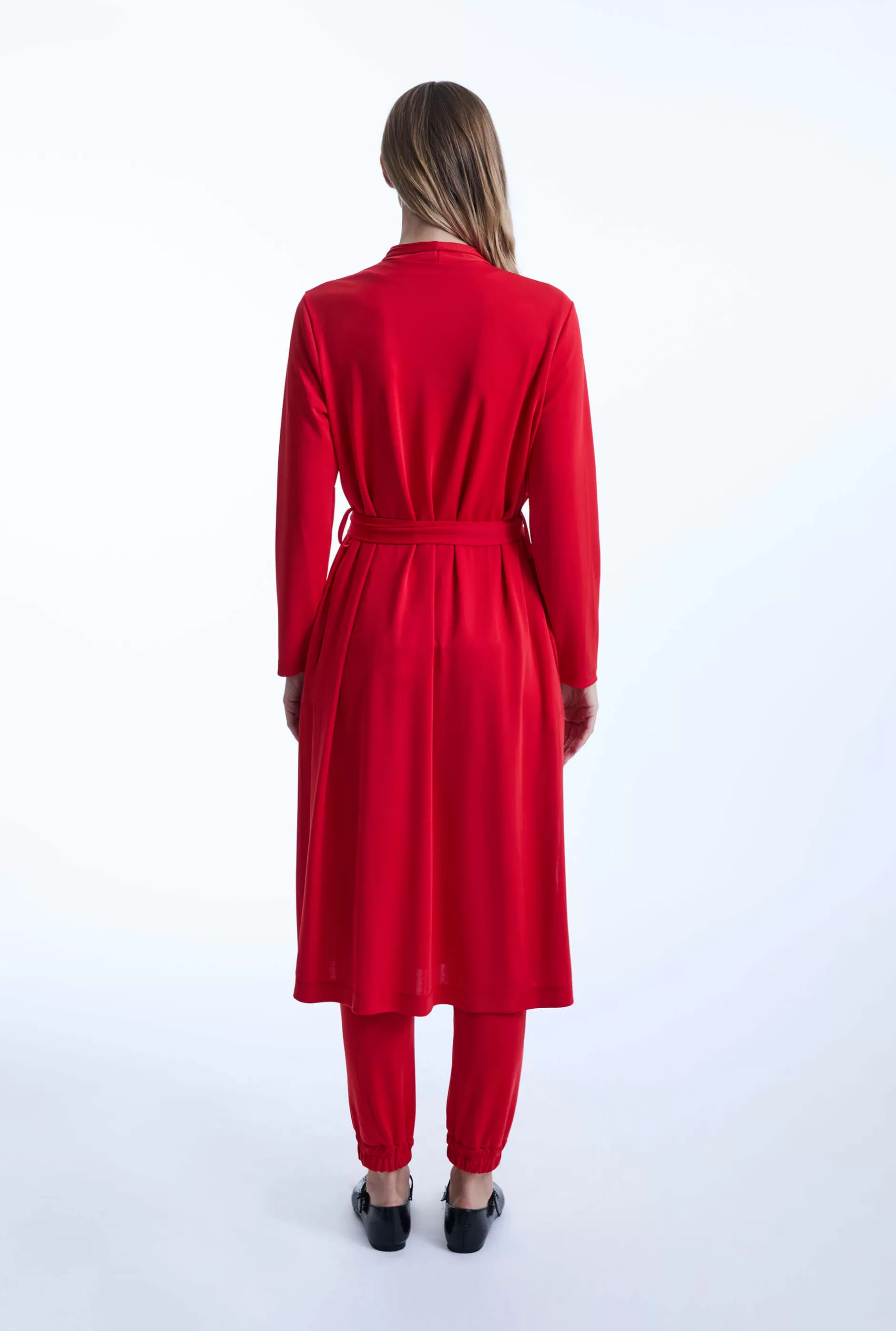 Long Red Jersey Cardigan^James Lakeland New