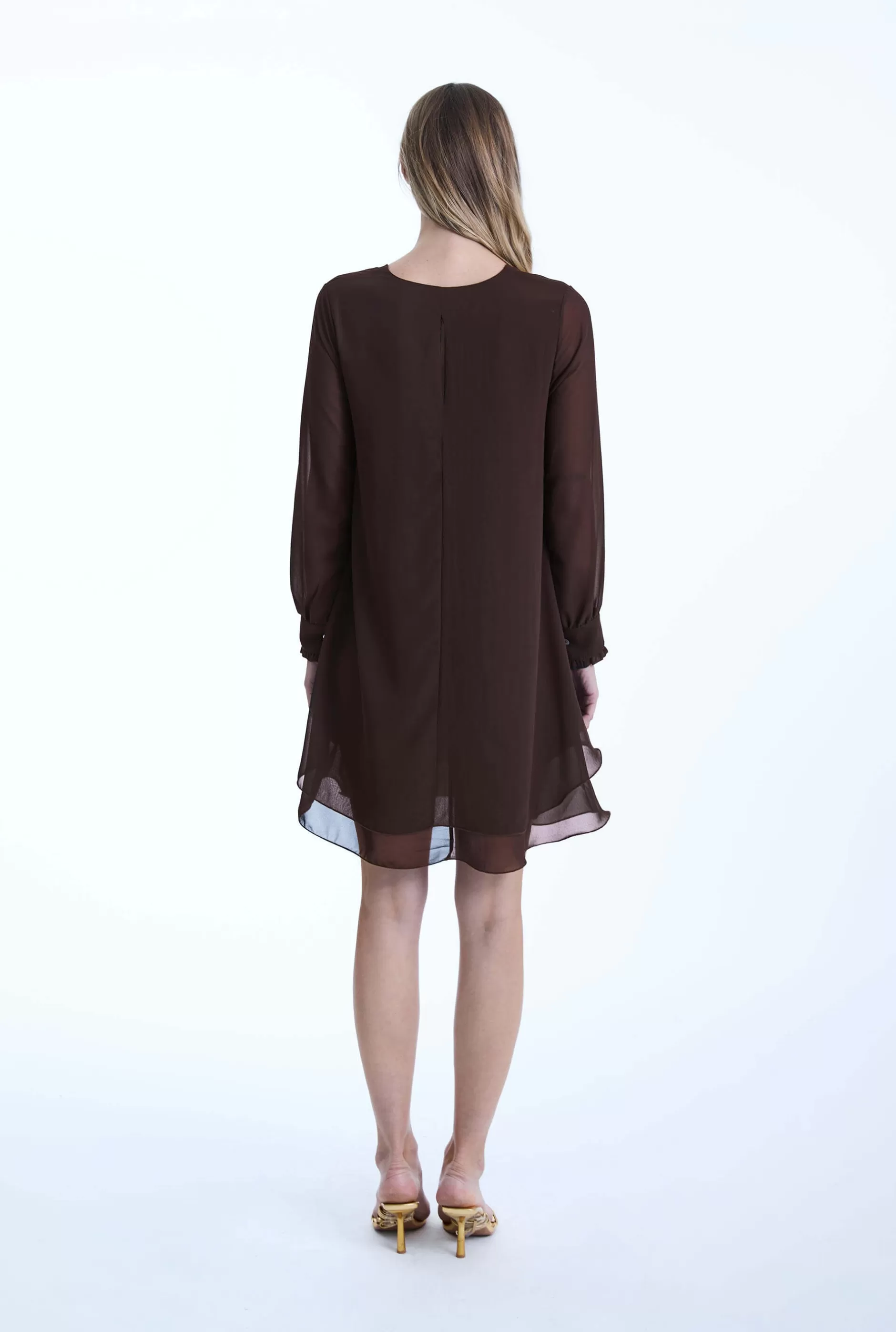 Long Sleeve Brown Wave Hem Dress^James Lakeland Best Sale