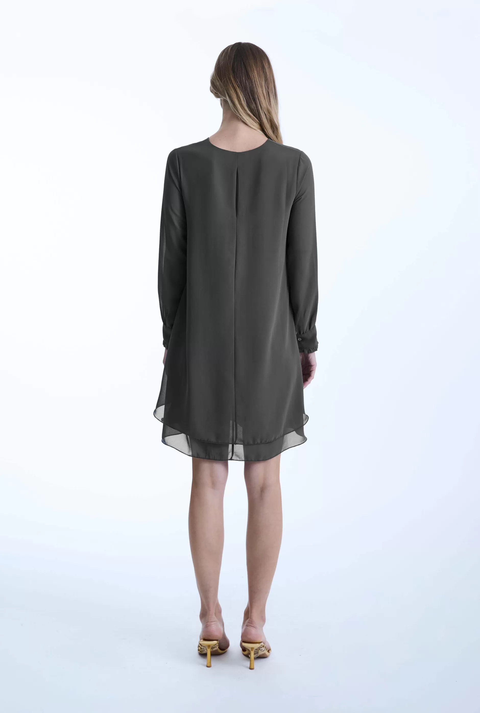 Long Sleeve Charcoal Wave Hem Dress^James Lakeland Hot