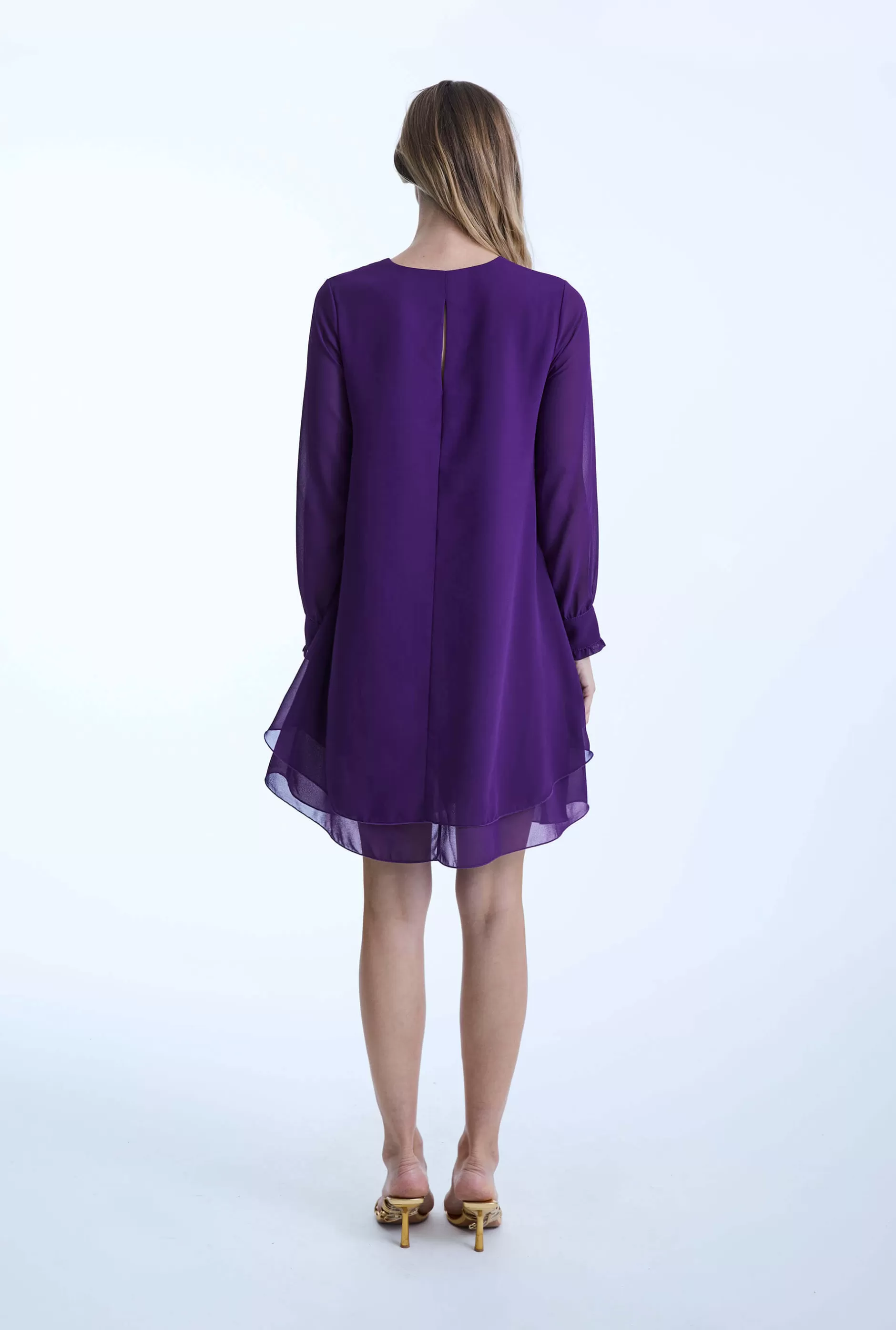 Long Sleeve Purple Wave Hem Dress^James Lakeland New