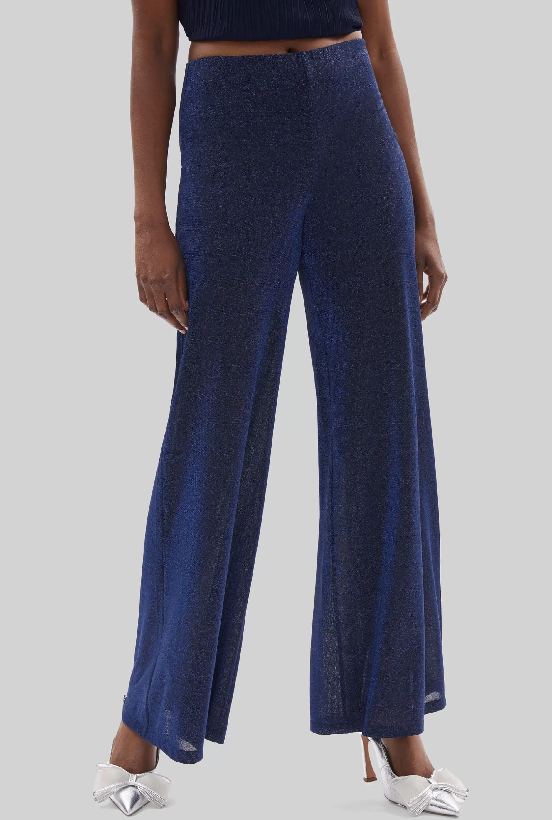 Lurex Evening Palazzo Trousers Navy^James Lakeland Cheap