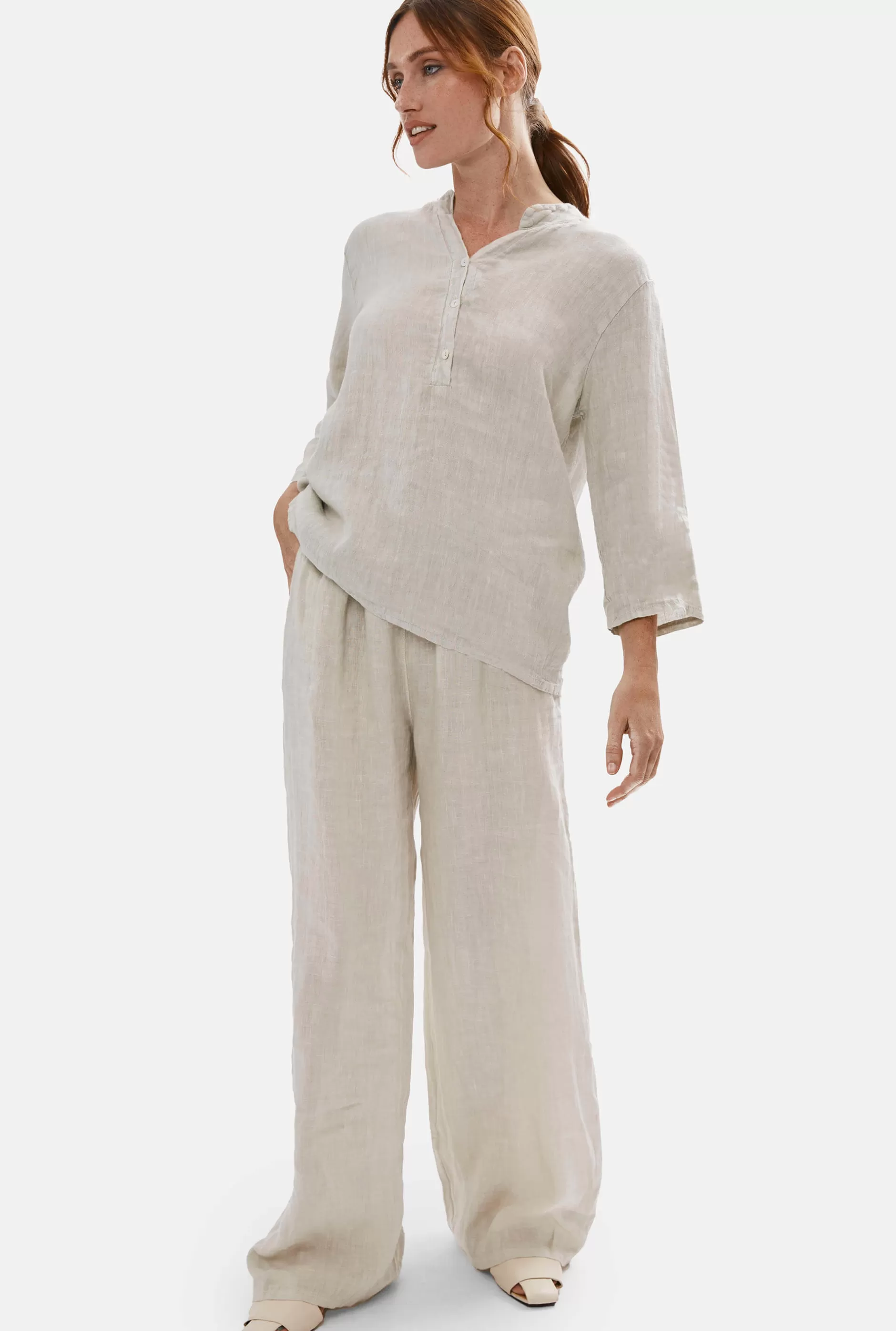 Mandarin Collar Linen Top^James Lakeland Sale