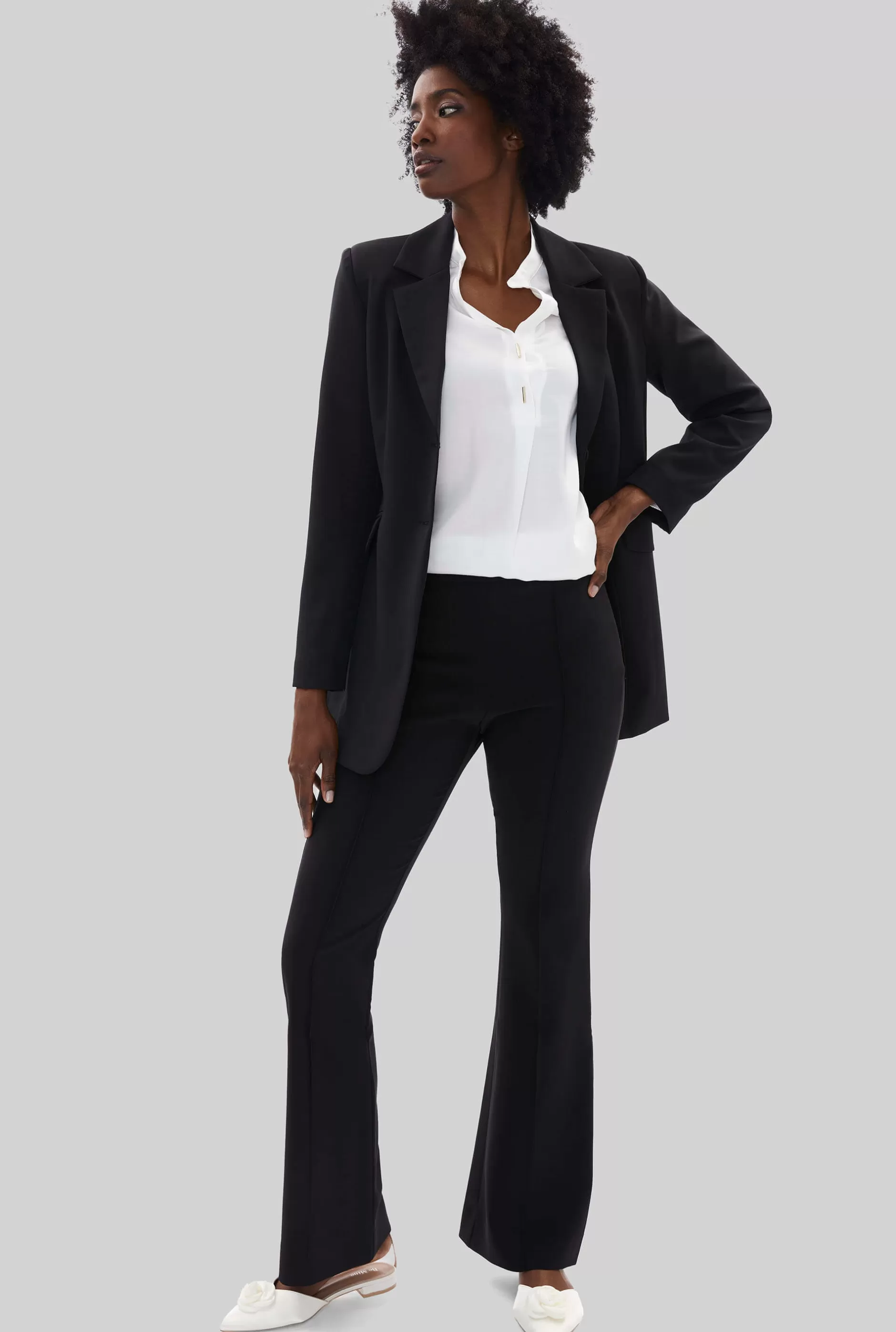 Mandarin Collar Satin Blouse Cream^James Lakeland Cheap