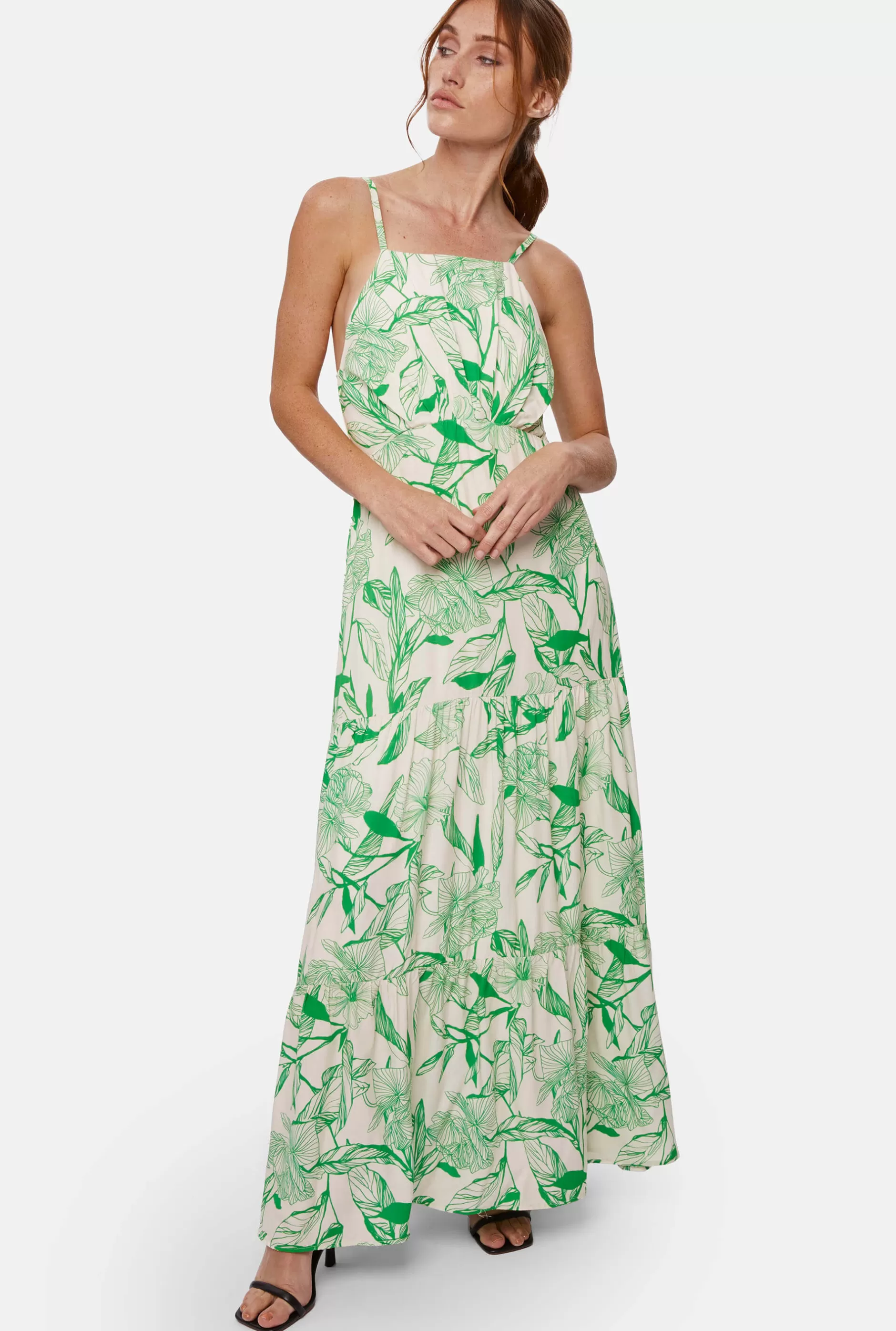 Open Back Print Tiered Midi Dress^James Lakeland Shop