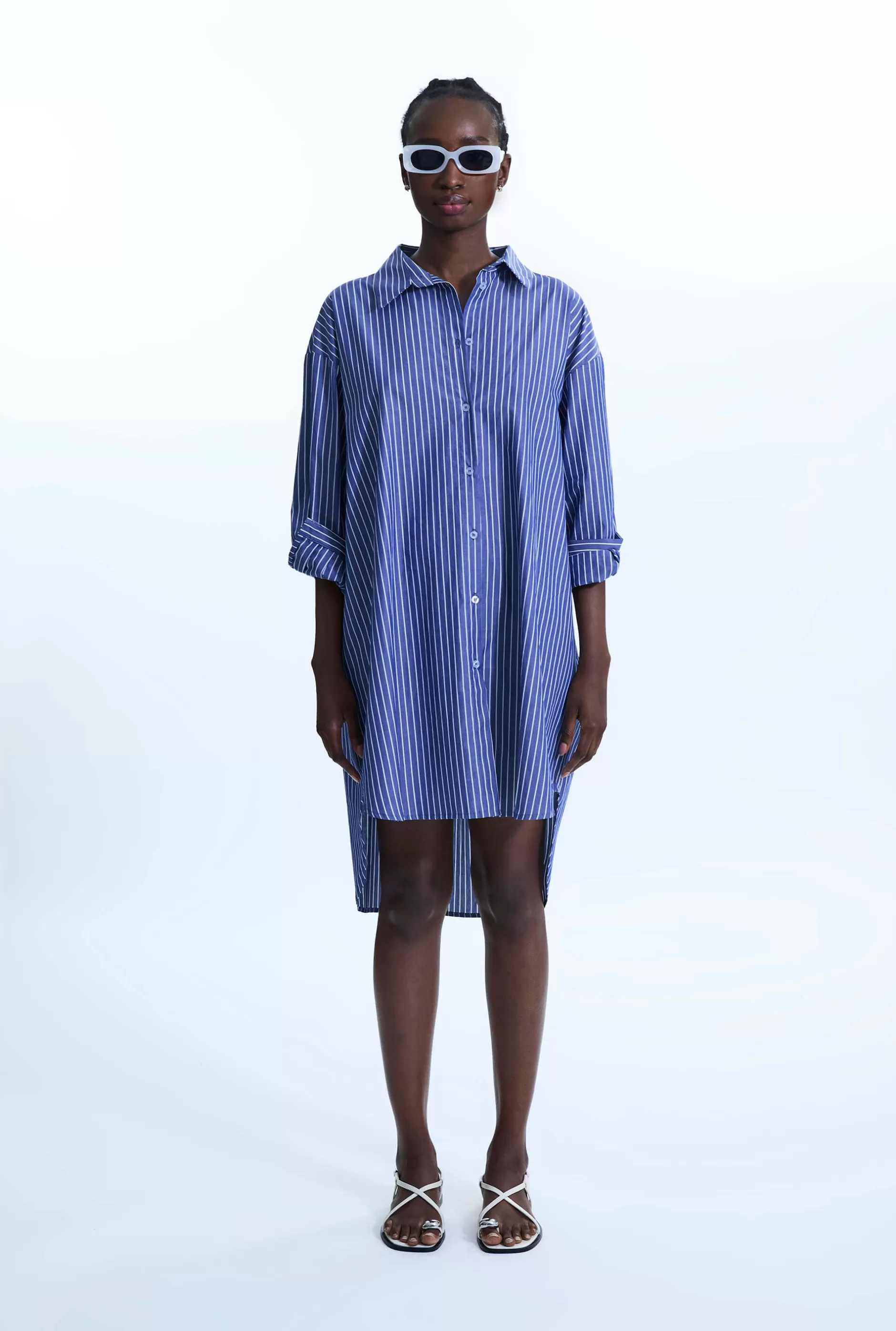 Oversized Stripped Shirt Navy-White^James Lakeland Fashion