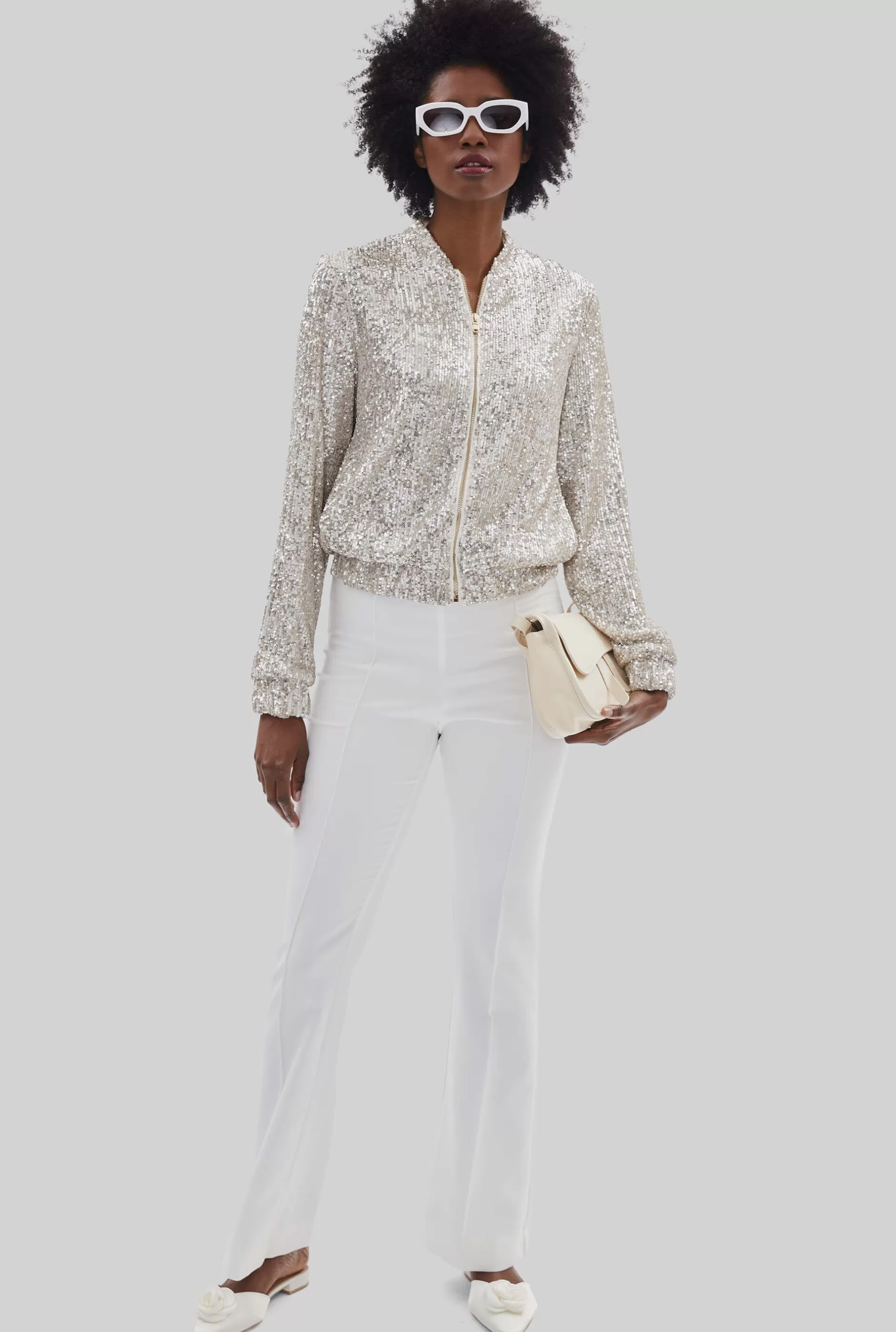 Paillette Bomber Jacket Silver^James Lakeland Online