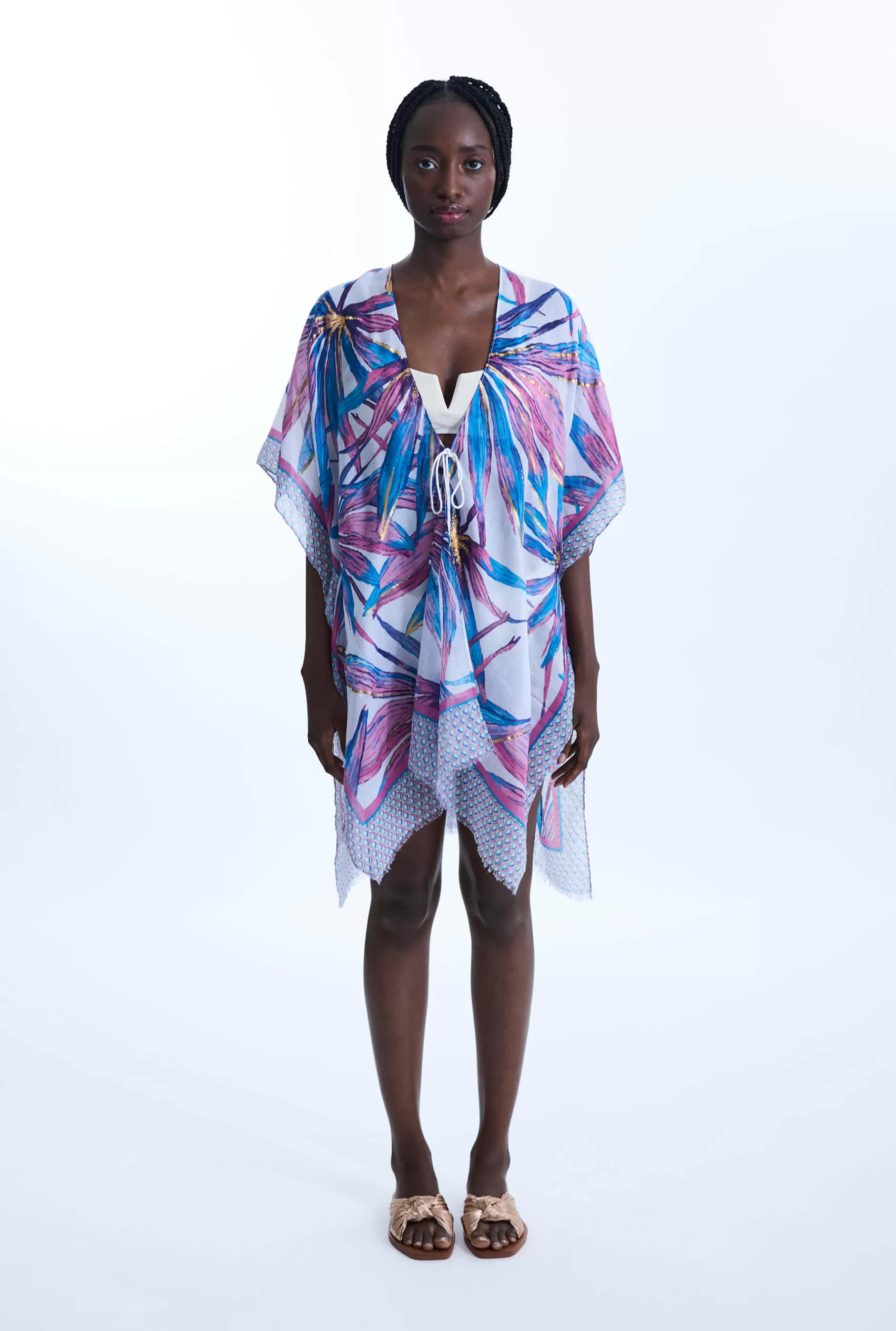 Palm Gold Detail Kaftan Pink^James Lakeland Flash Sale
