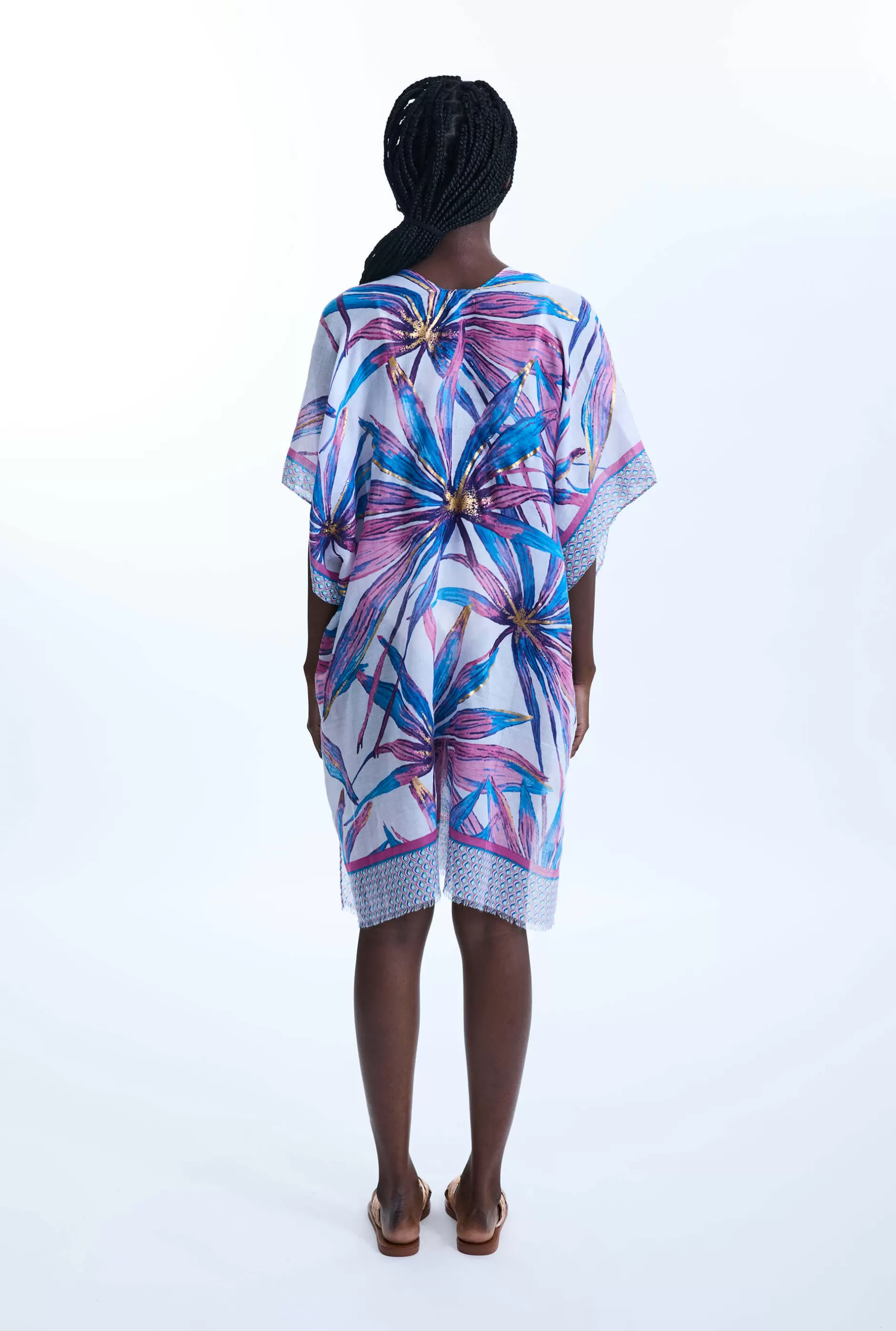 Palm Gold Detail Kaftan Pink^James Lakeland Flash Sale